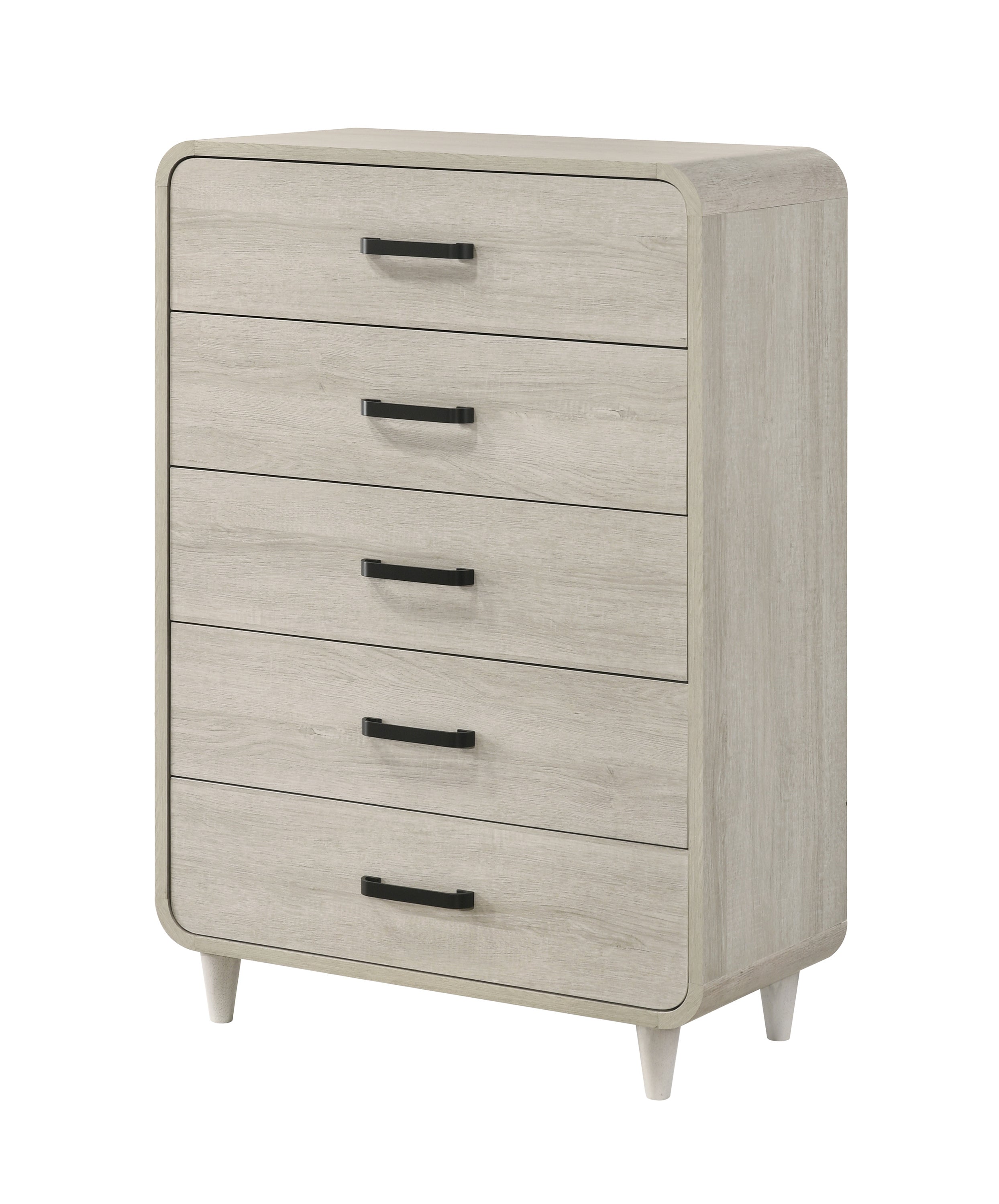 Contemporary White 5-Drawer Tall Chest Ample Storage