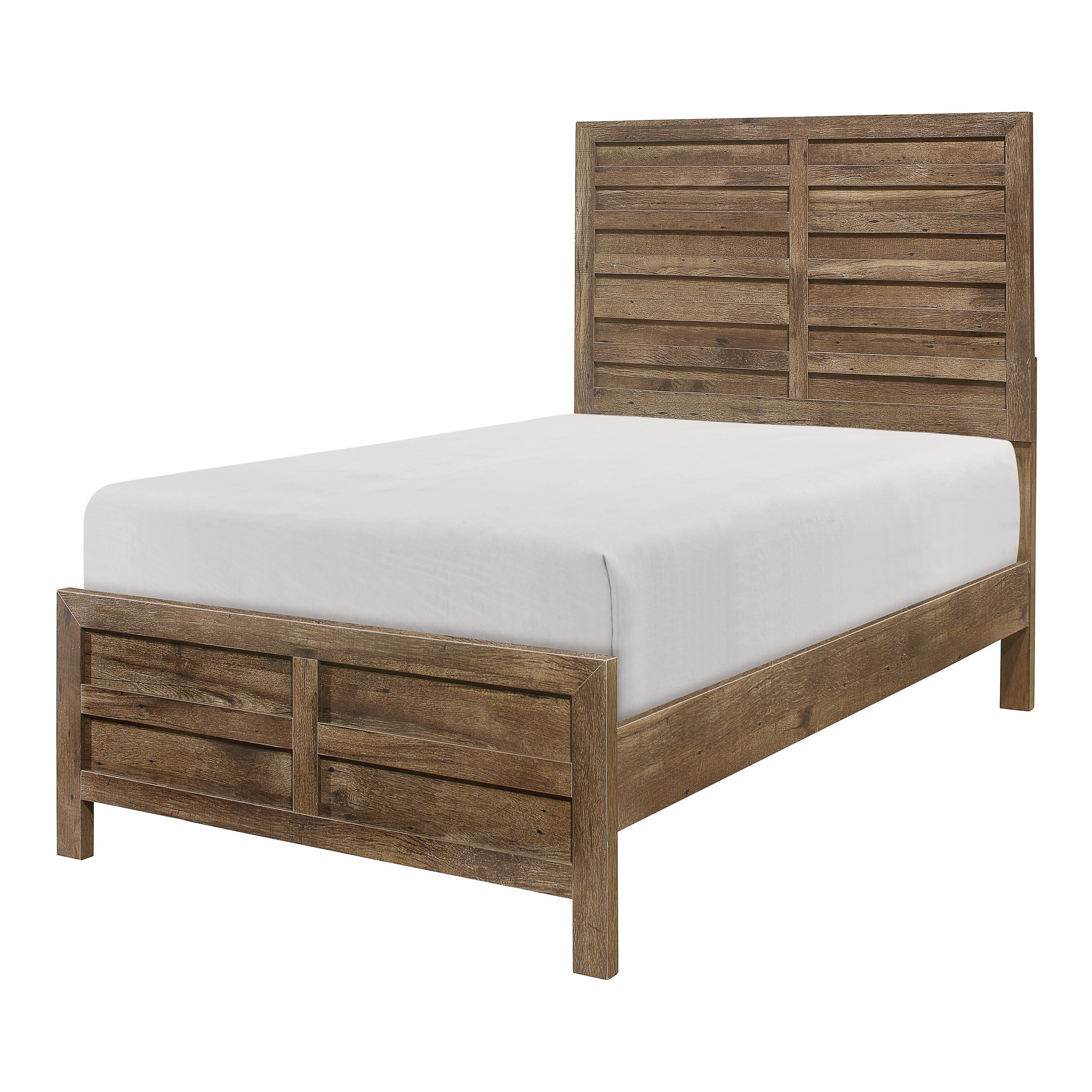 Weathered Pine Twin Bed - Modern Rustic Wooden Bedroom Furniture