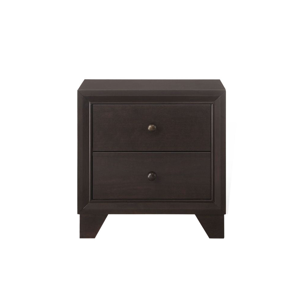 2-Drawer Espresso Wood Nightstand | Bedside Table