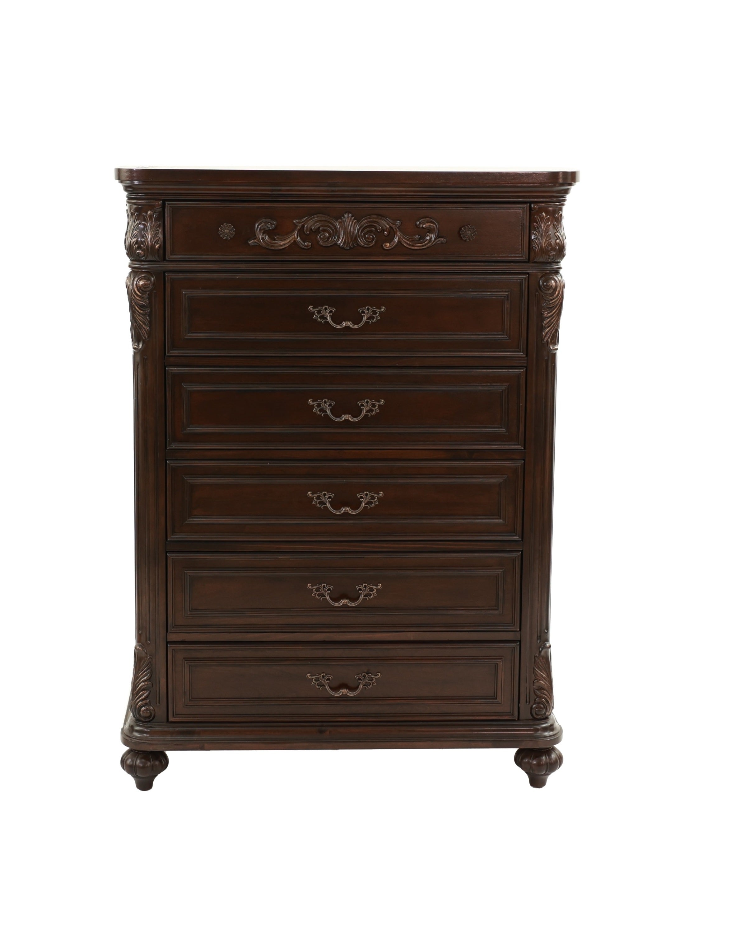 Antique Cherry Walnut Wooden Chest Drawers Bedroom Storage