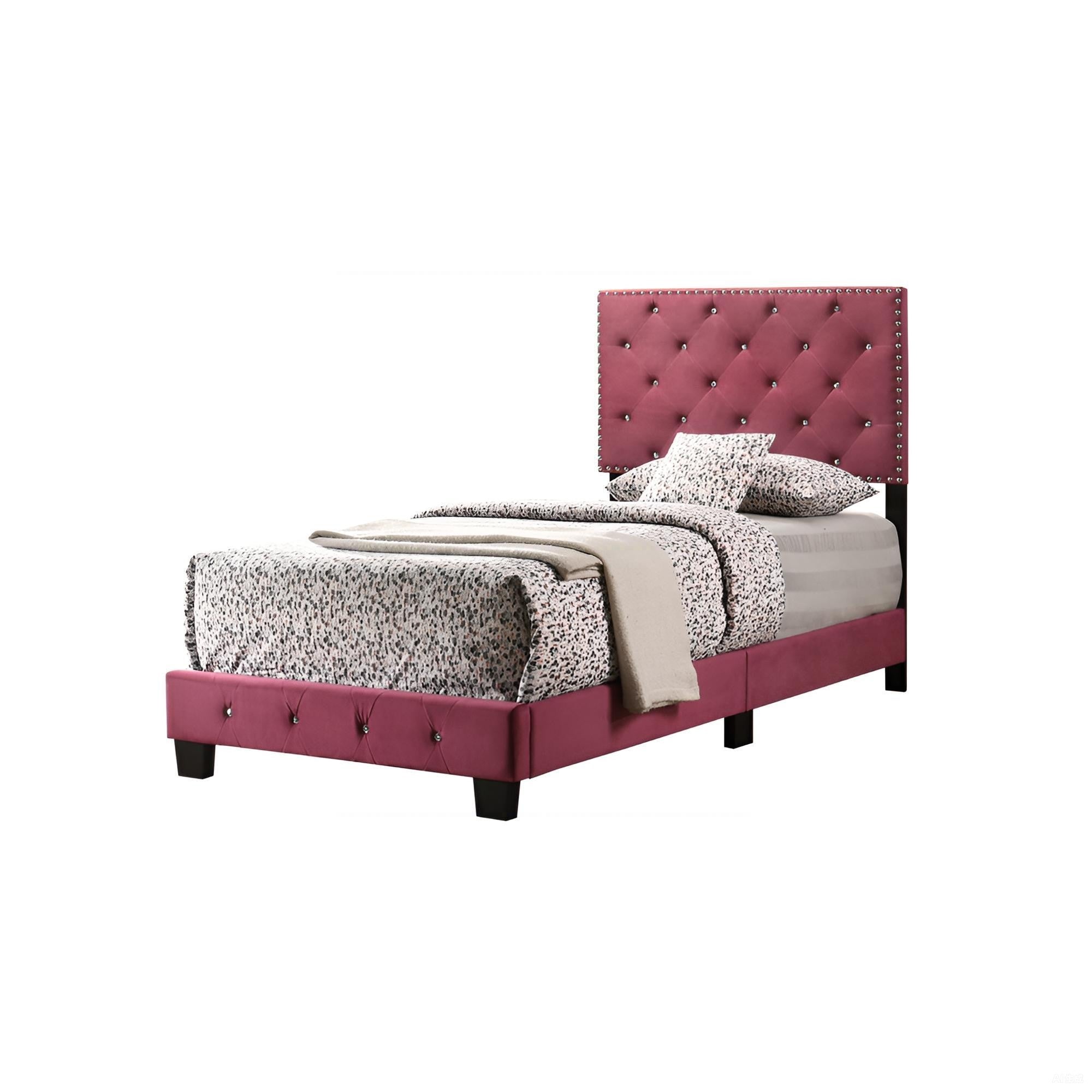 Charming Cherry Velvet Twin Bed
