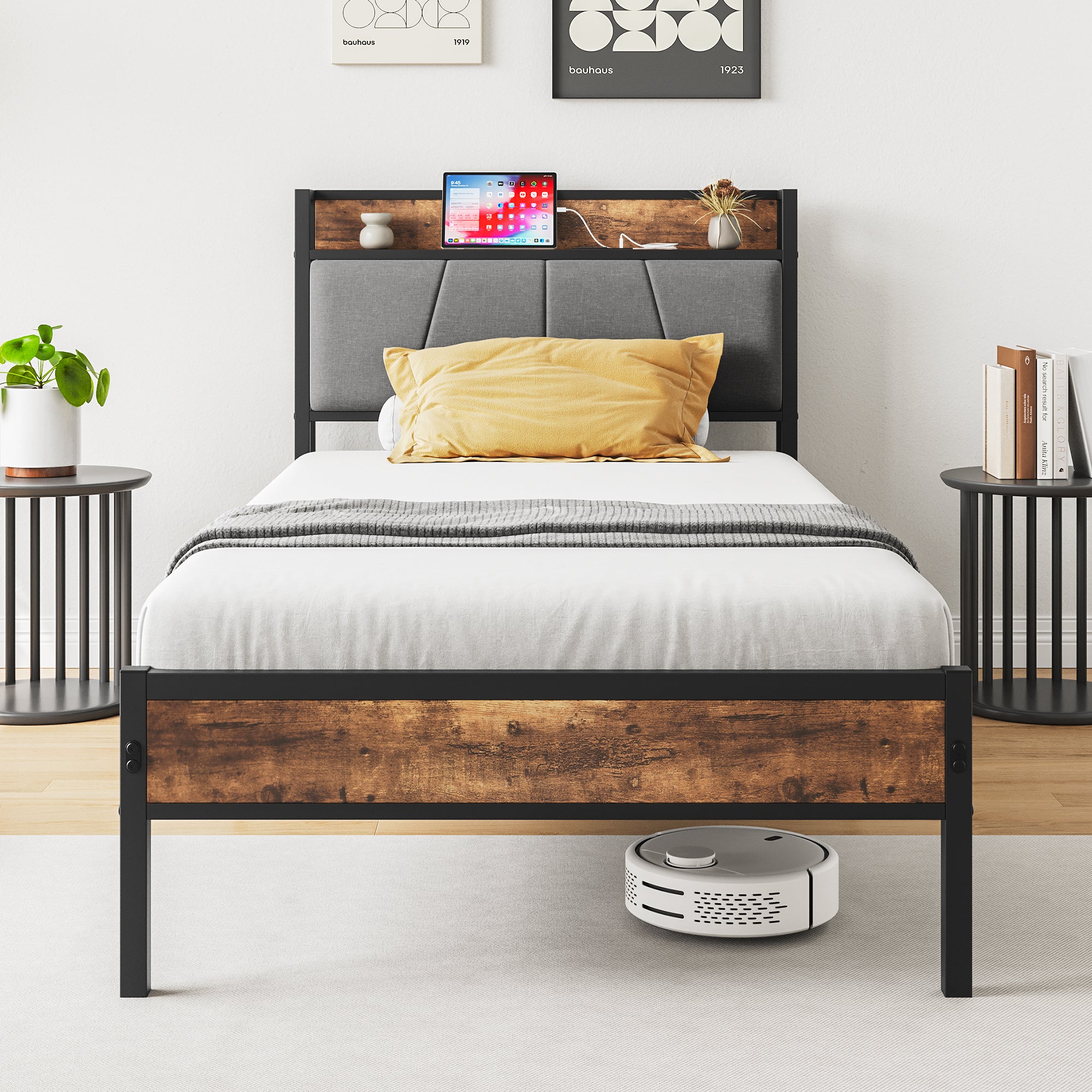 Twin Bed Frame w/Storage & Charging