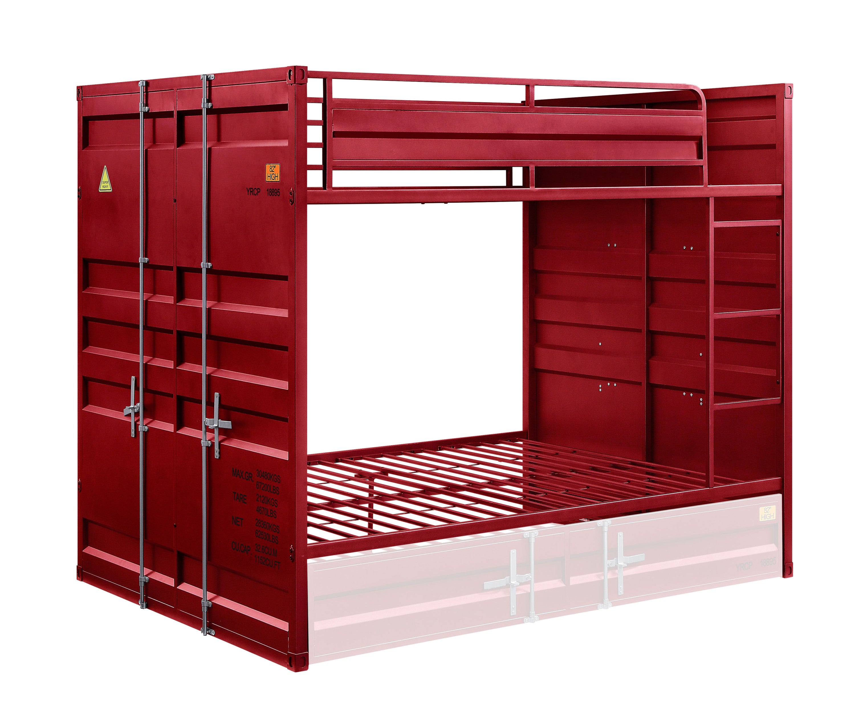 Cargo Red Full/Full Bunk Bed - Space Saving & Stylish