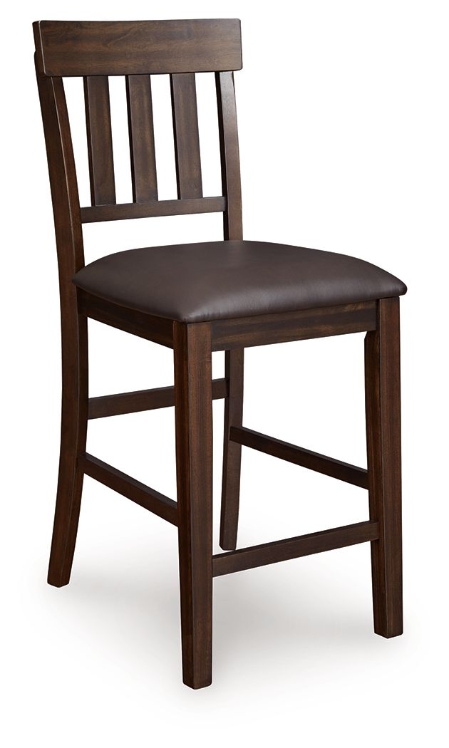 Haddigan Dark Brown Upholstered Barstool (Set of 2) - Padded, Backrest