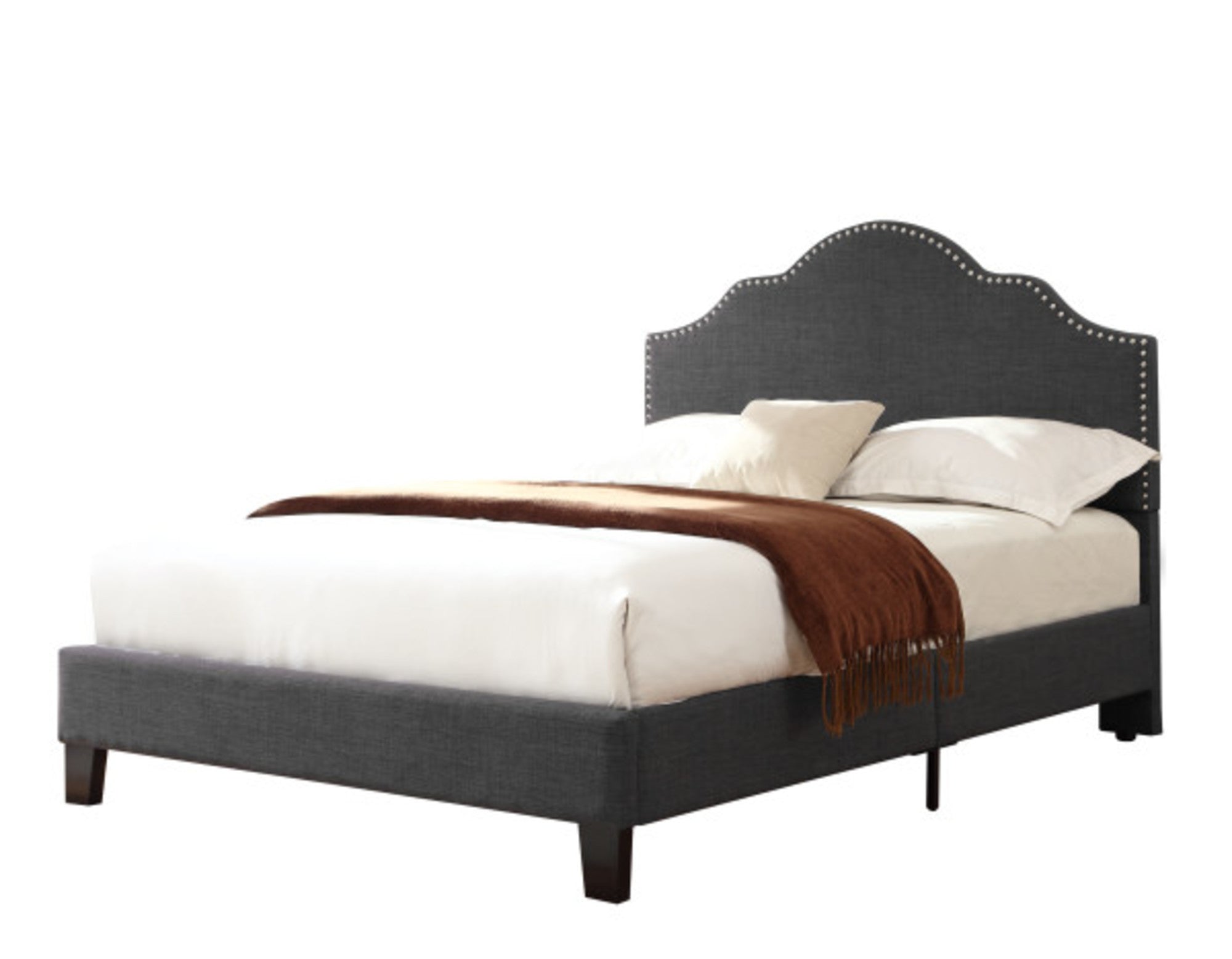 Gray Full Upholstered Bed | Modern Fabric Bed Frame