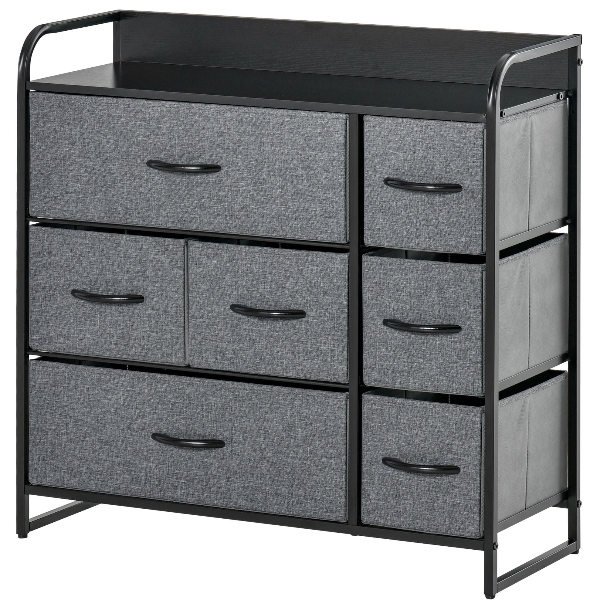 HOMCOM 7-Drawer Fabric Chest of Drawers Storage Dark Gray