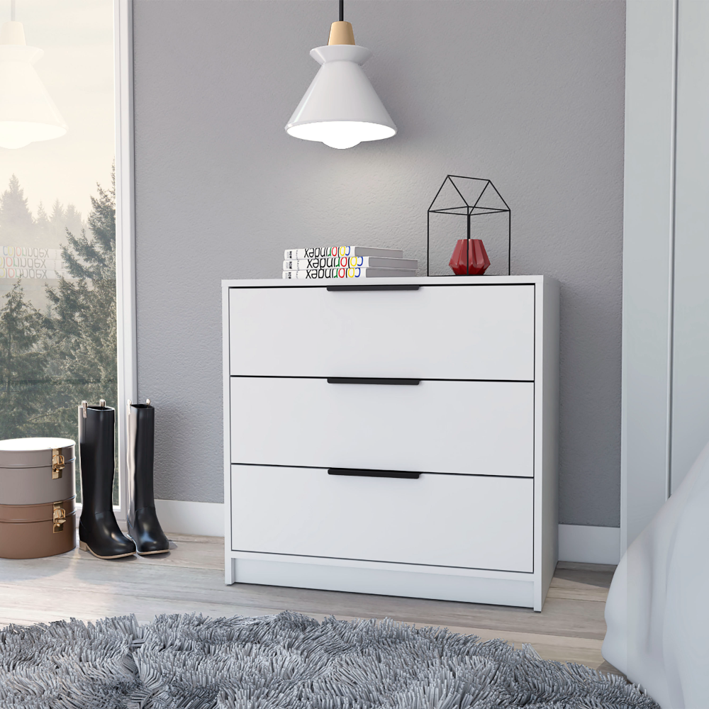 White 3-Drawer Dresser | 27" H Storage with Superior Top