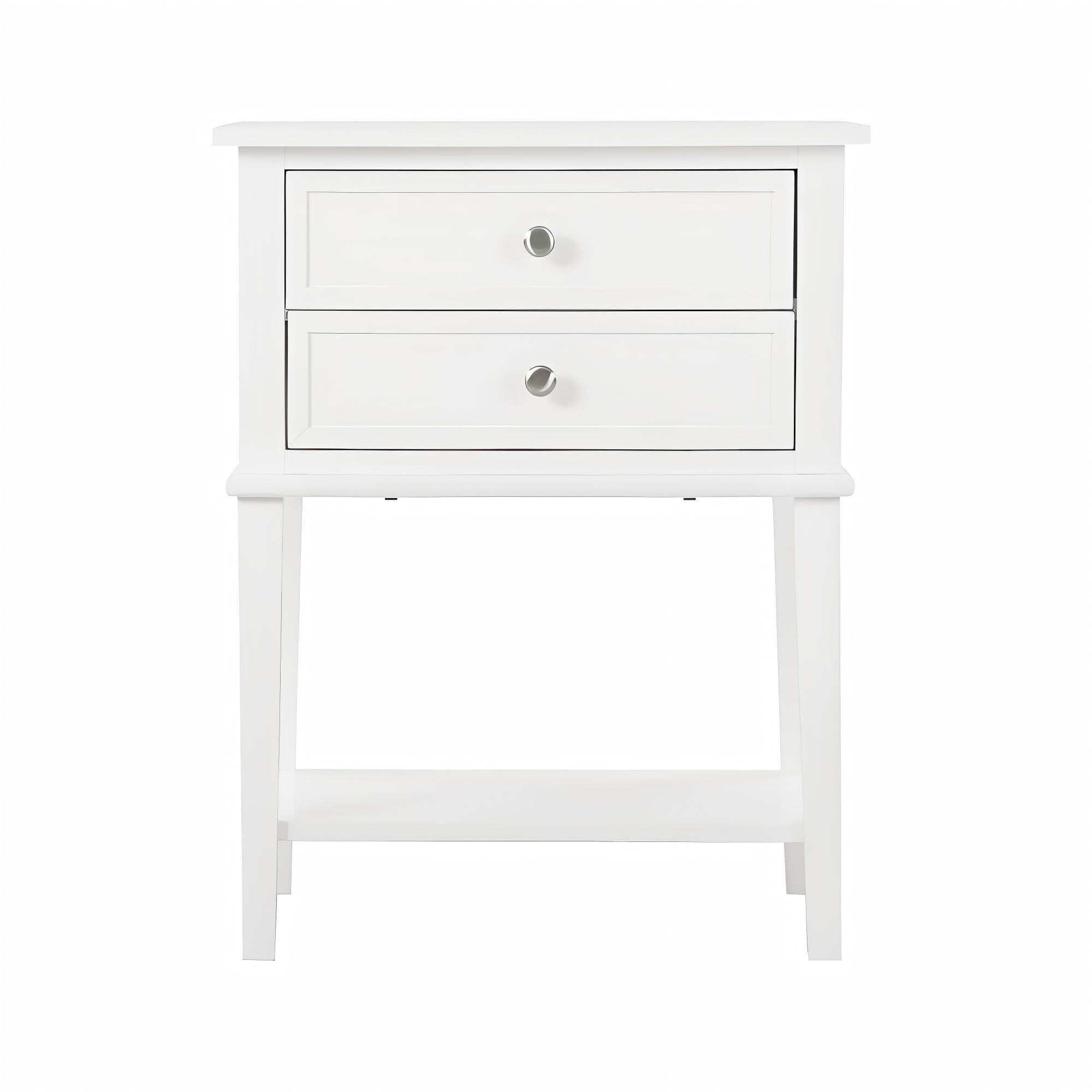 White Contemporary Nightstand, Open Shelf, 28"H x 22"W, Particle Board