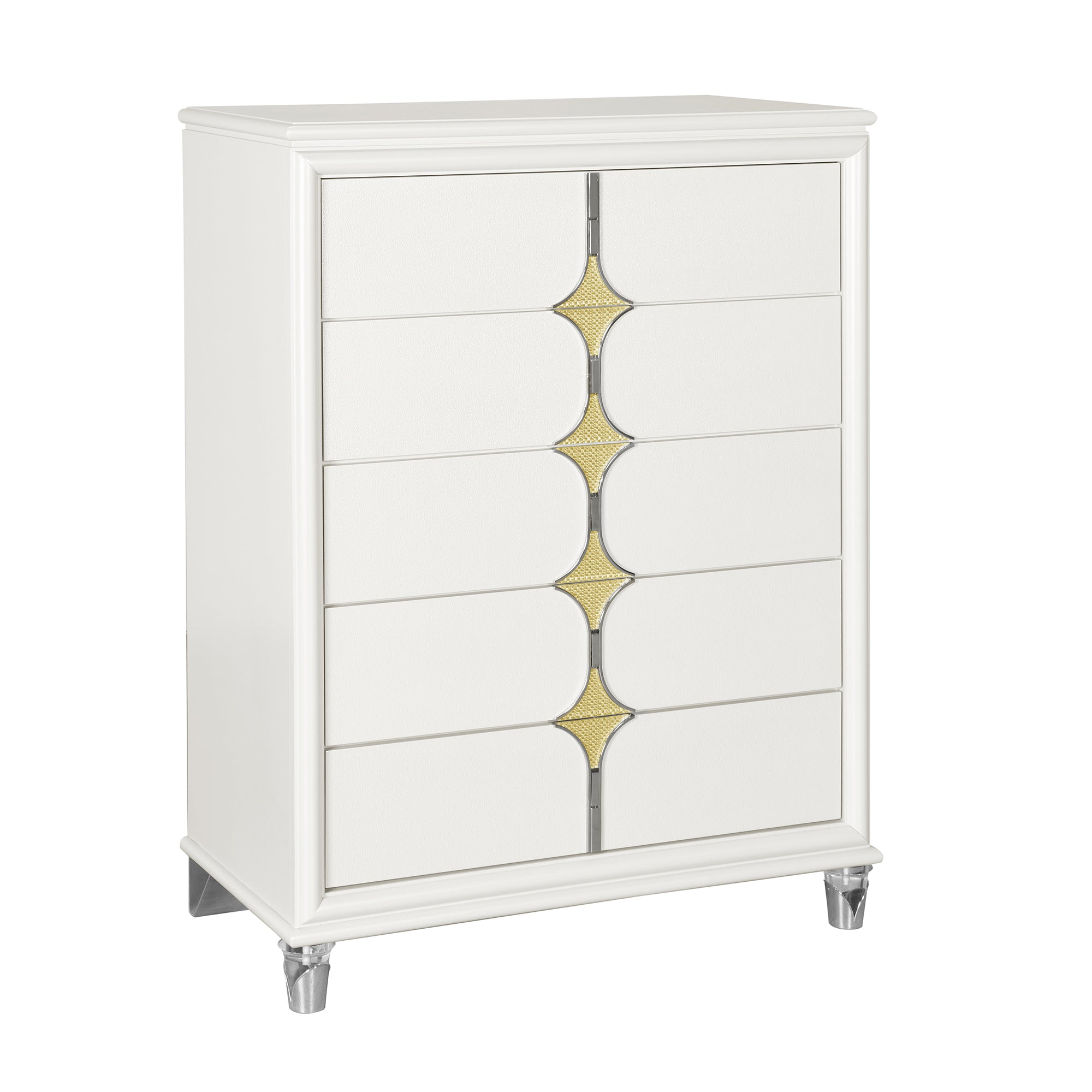 URIUNI Contemporary Gold Chest | Acrylic, SS Accents, Wood & MDF
