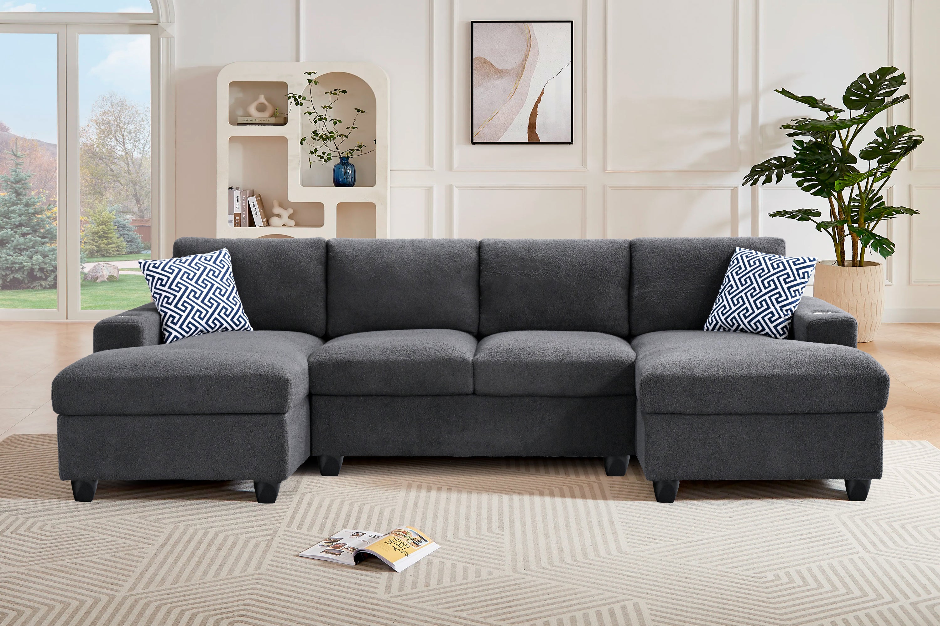 Dark Gray U-Shaped Modular Sofa - Plush Comfort