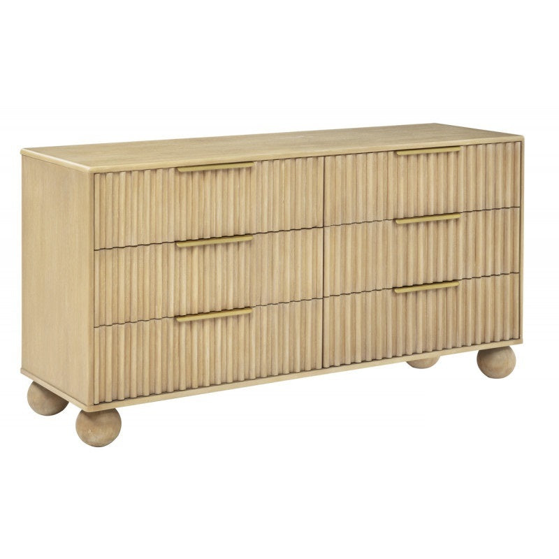 Modern Light Oak Fluted 6-Drawer Storage Dresser