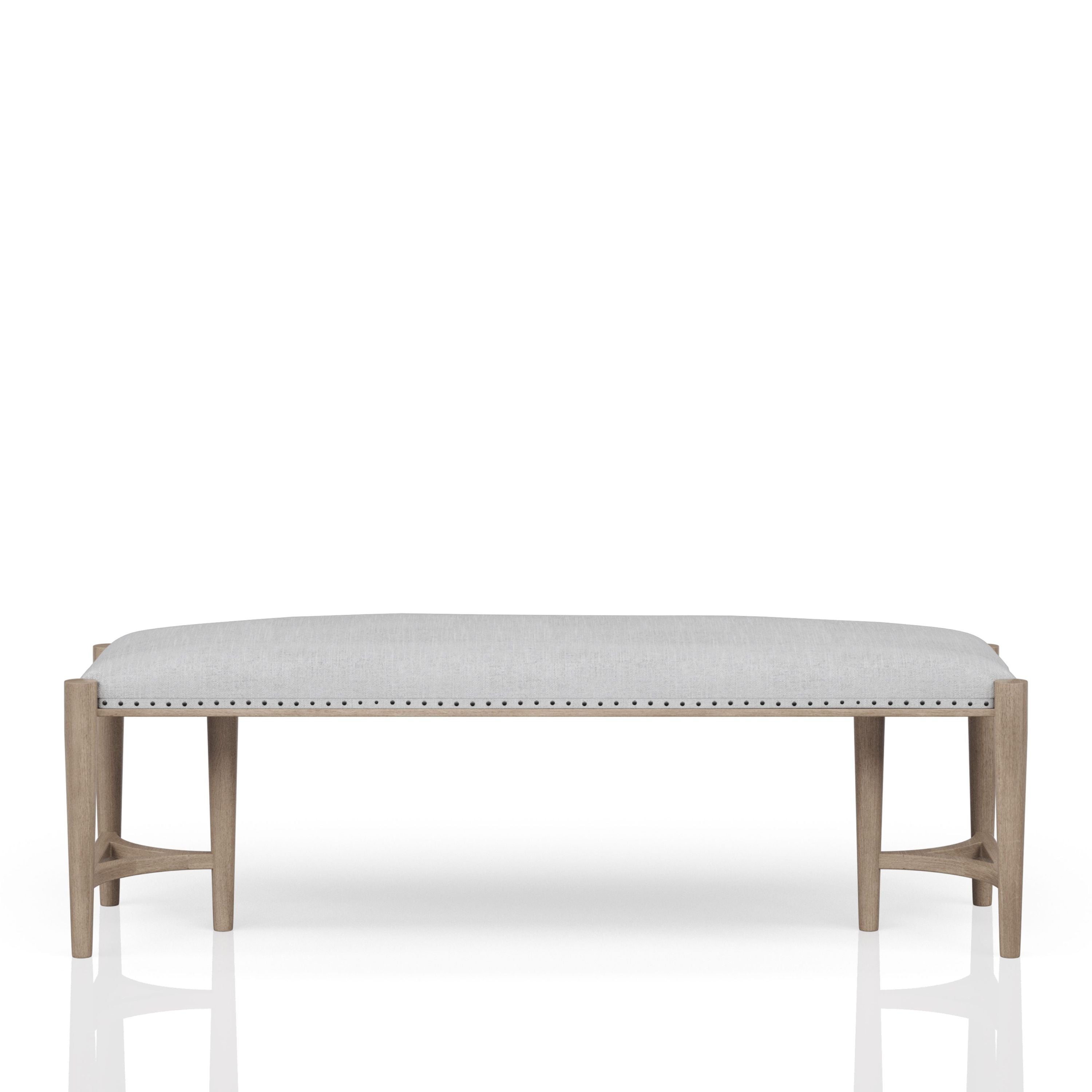 Elegant Sand Bench with Upholstered Seat & Nail Head Trim
