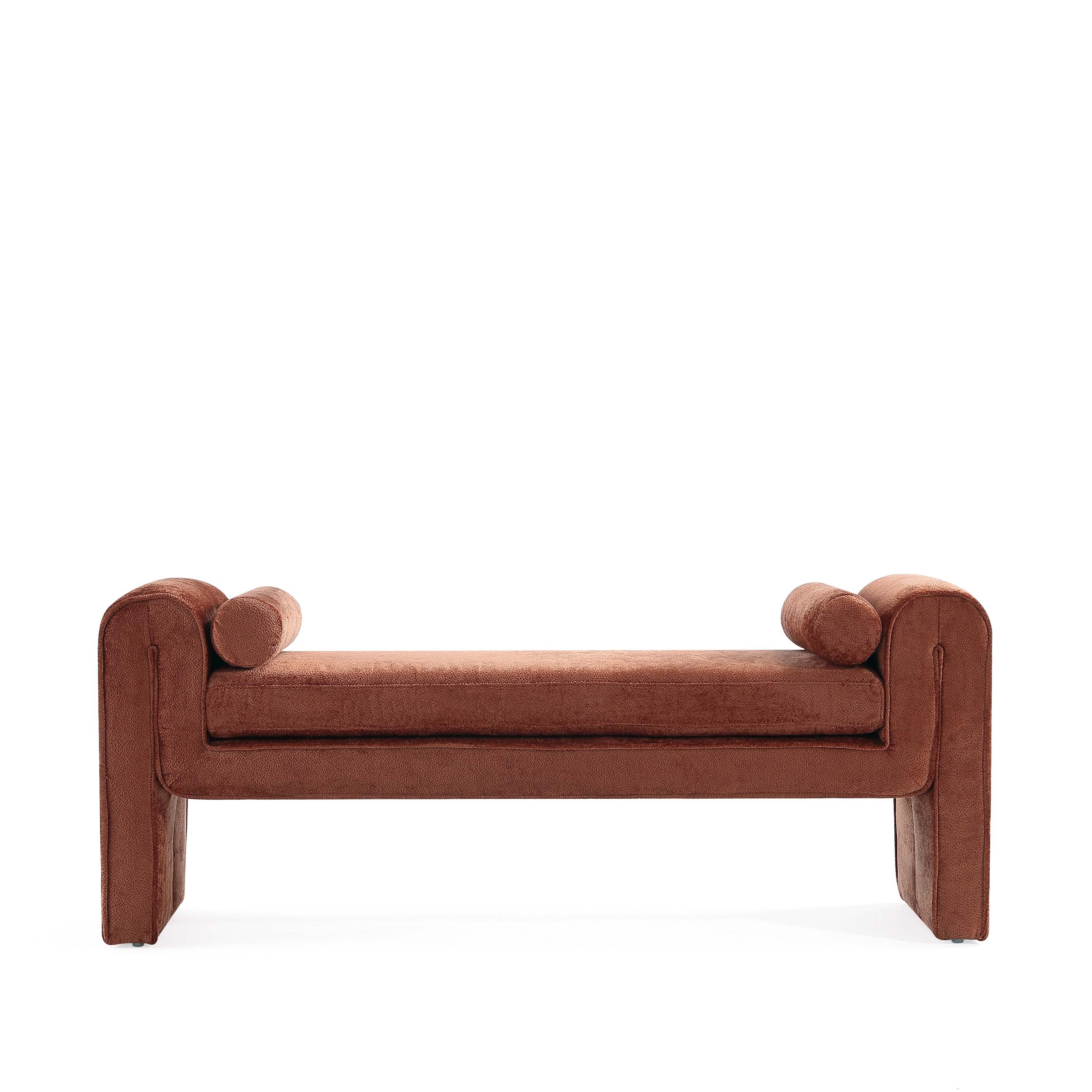Terracotta Chenille Accent Bench - Concord