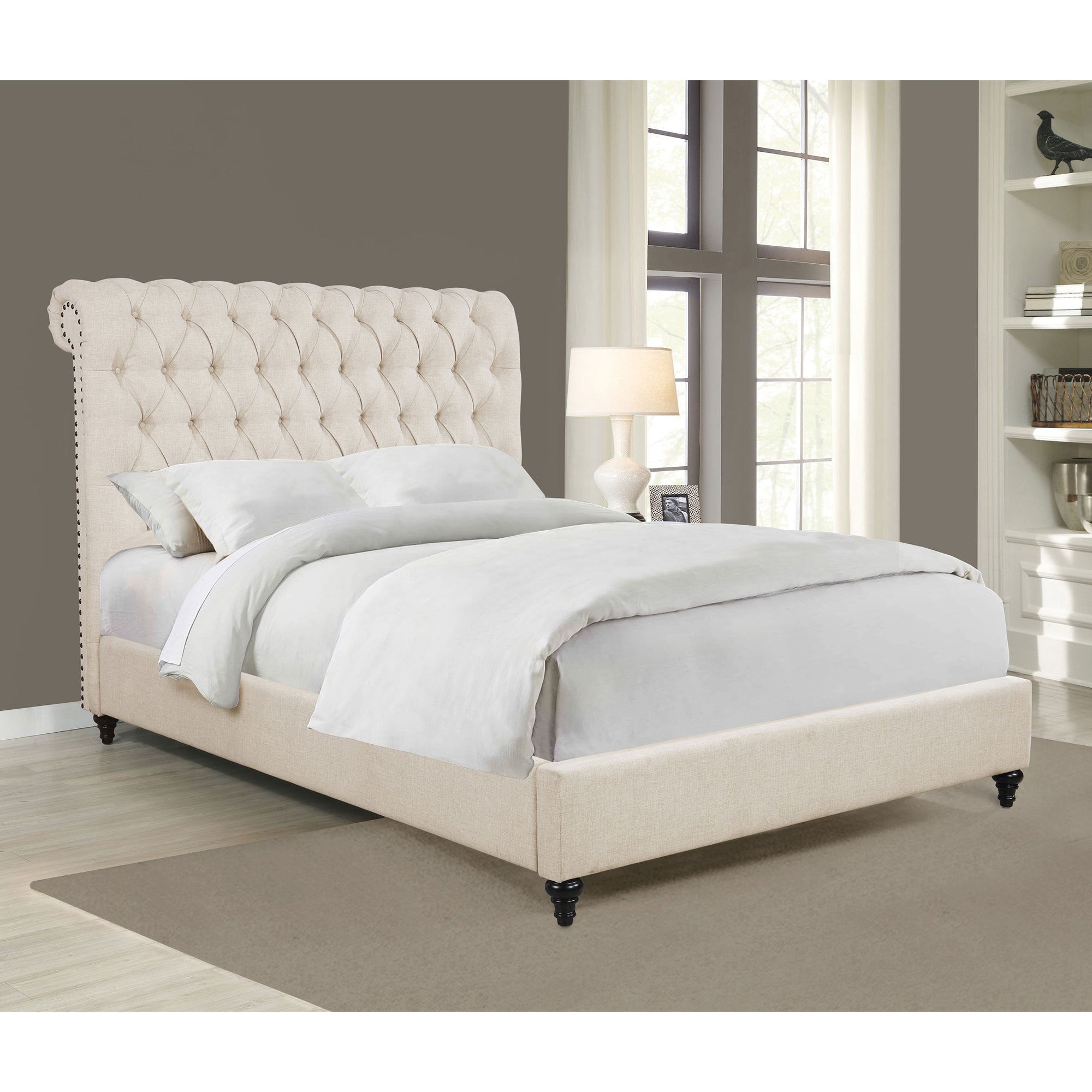Clemence Beige Tufted Upholstered Full Bed - Shop Now!