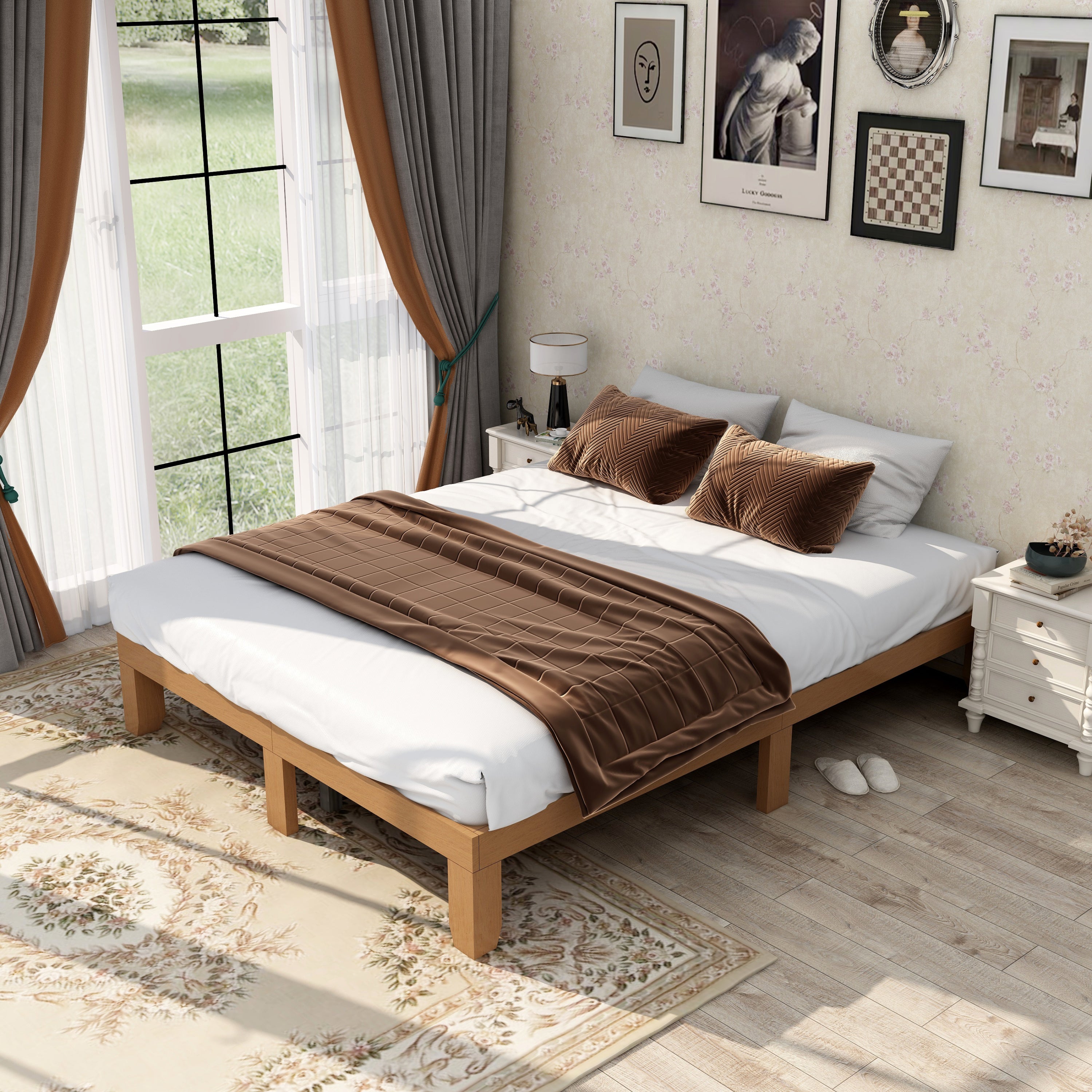 Queen Wood Platform Bed Frame: Easy Assembly