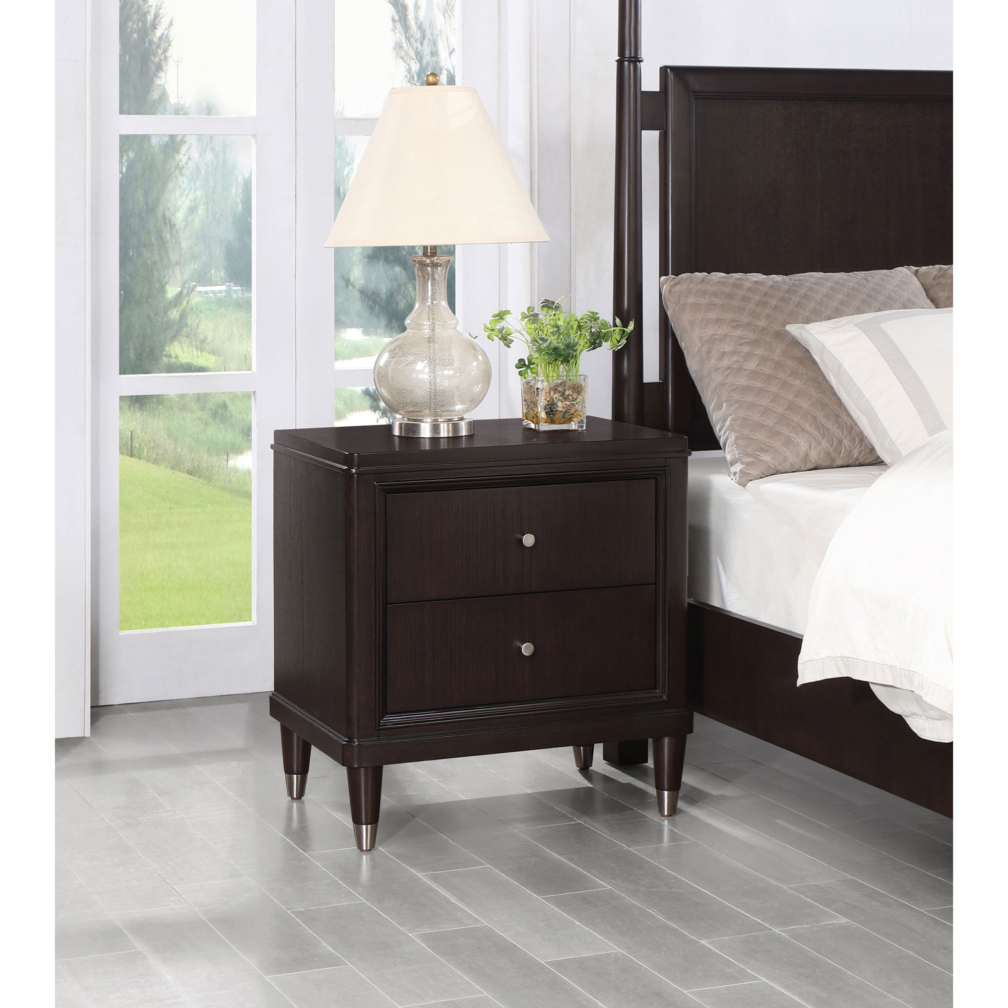 Niguel Brown 2-Drawer Nightstand: Bedroom Storage Solution