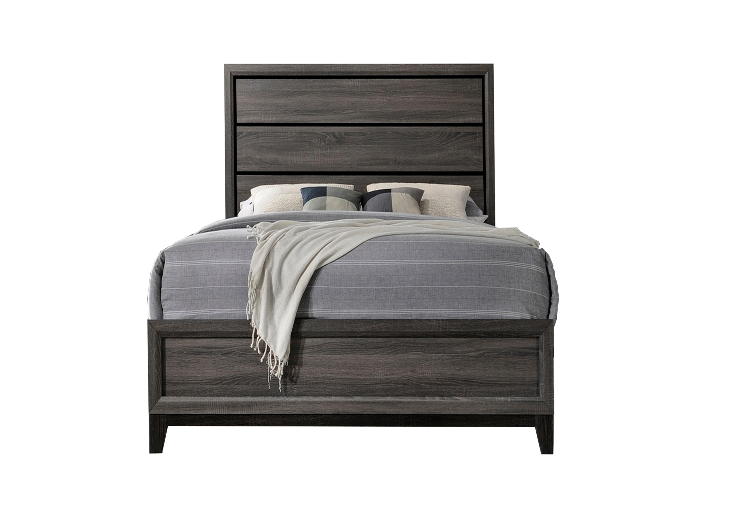 Full Size Contemporary Gray Wood Bed Frame - Modern Design