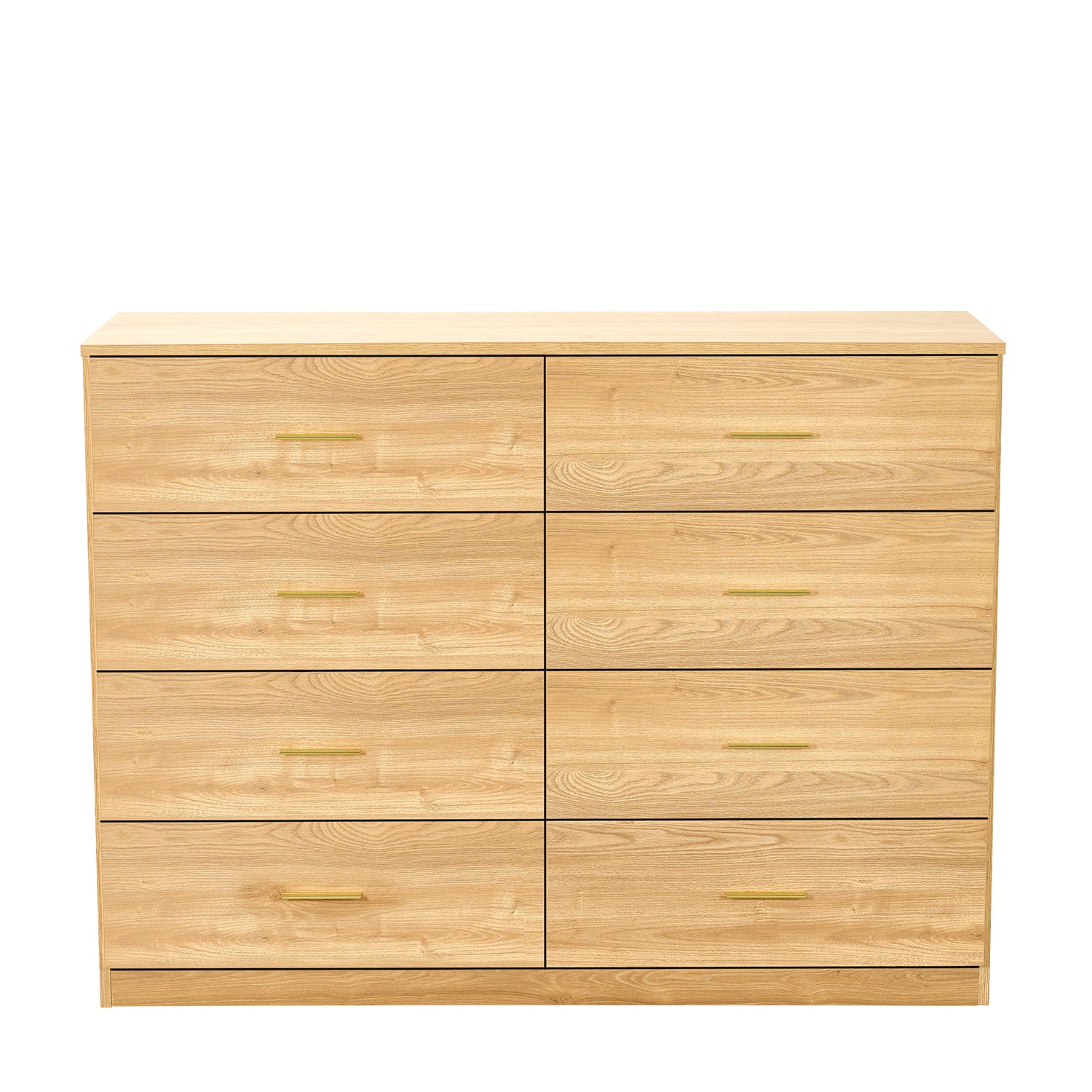 Modern Natural 8-Drawer Dresser with Ample Bedroom Storage