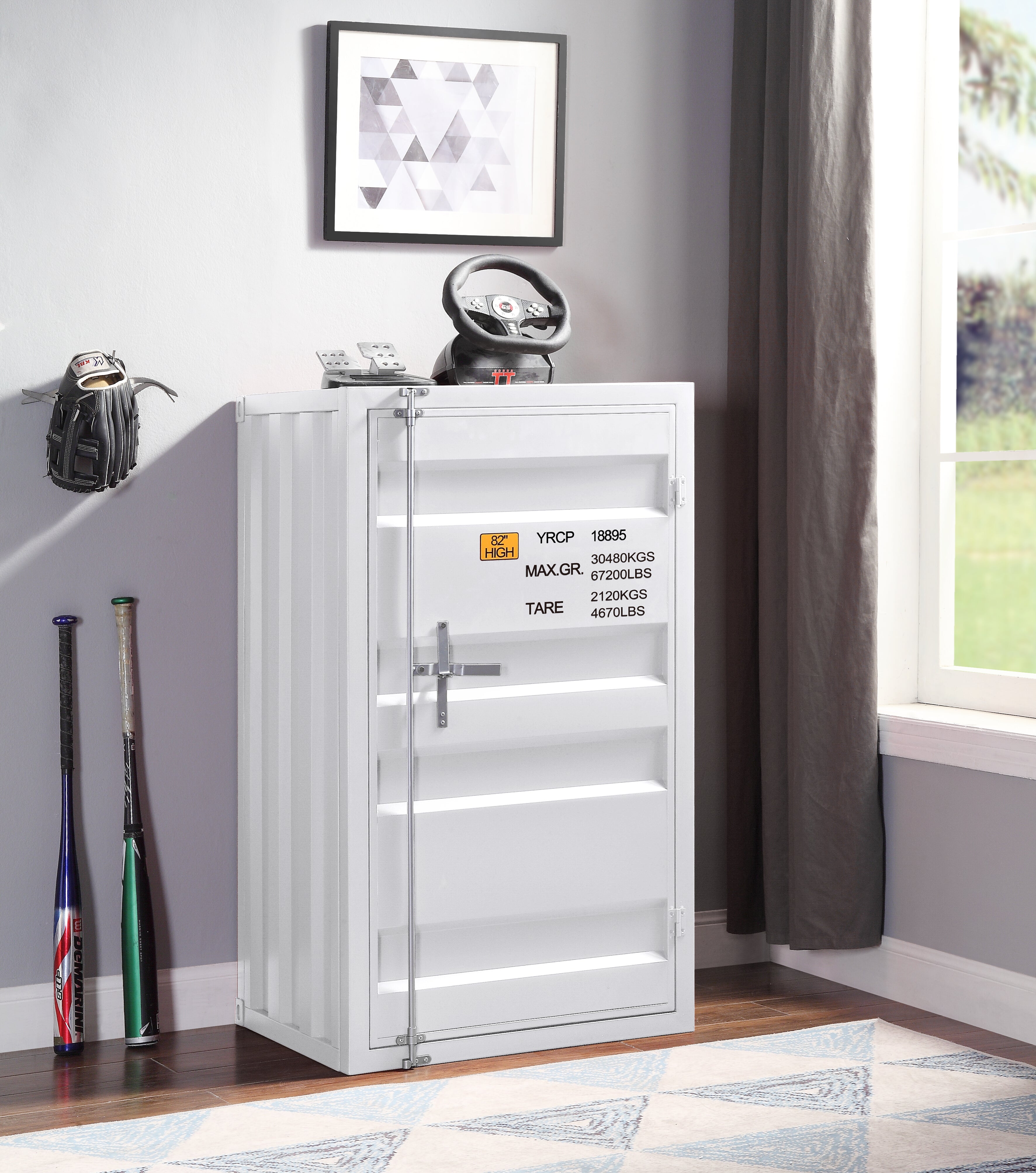 White 1-Door Chest with Container Lock, Secure Storage Solution