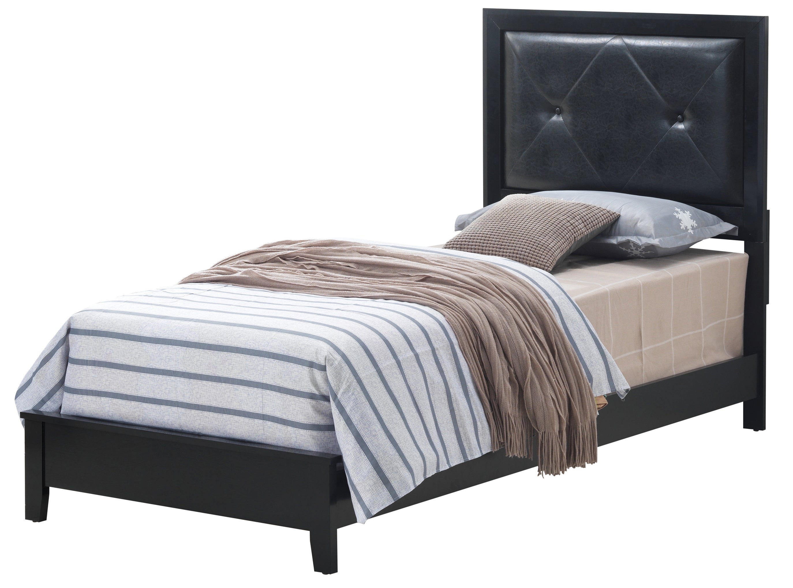 Black Transitional Twin Bed - Chic Modern Design
