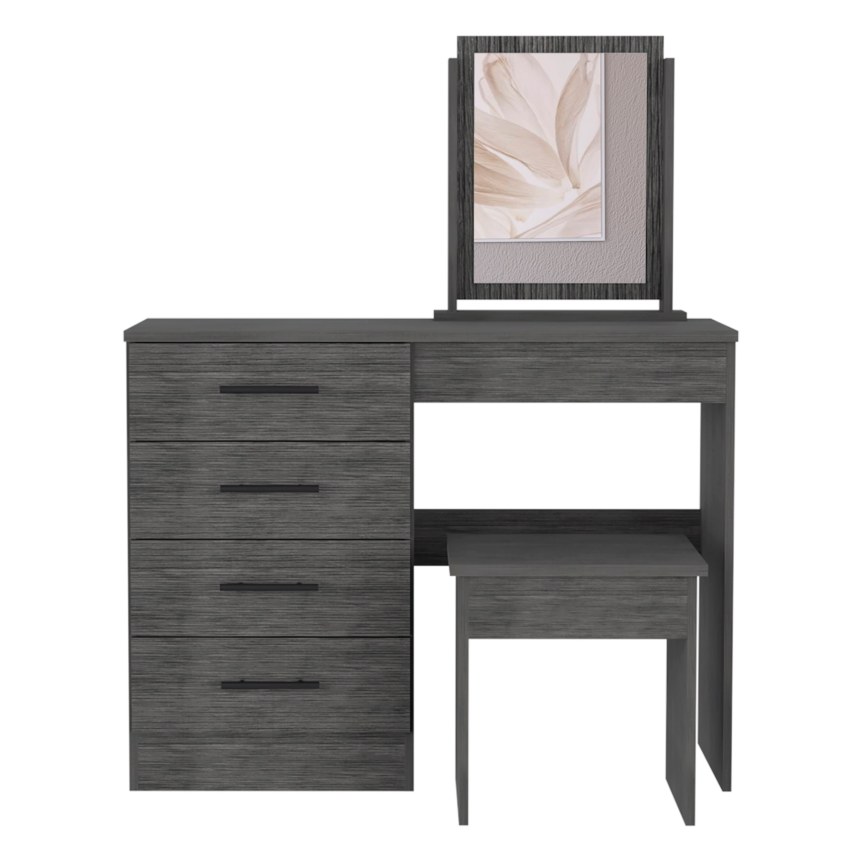 Roxx Makeup Dressing Table - Smokey Oak Bedroom Vanity