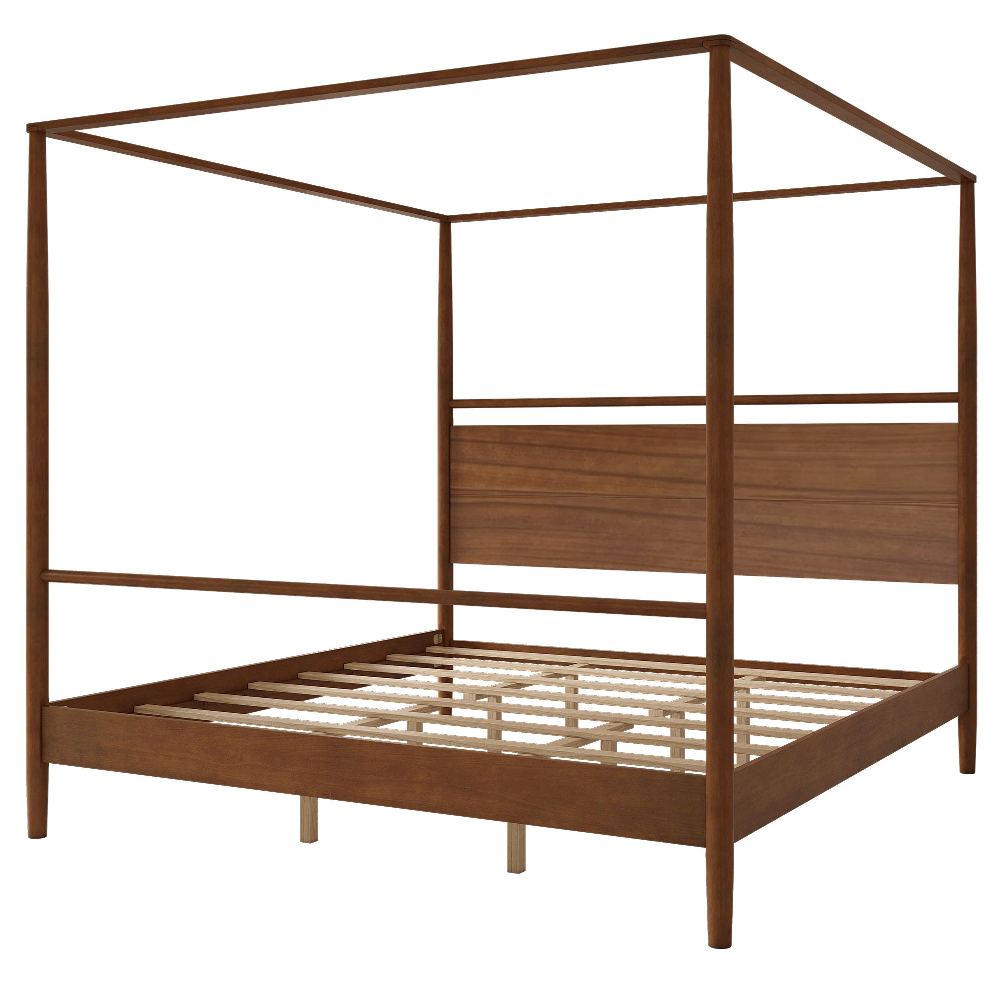 Solid Wood King Canopy Bed Frame - Four Poster, No Box Spring