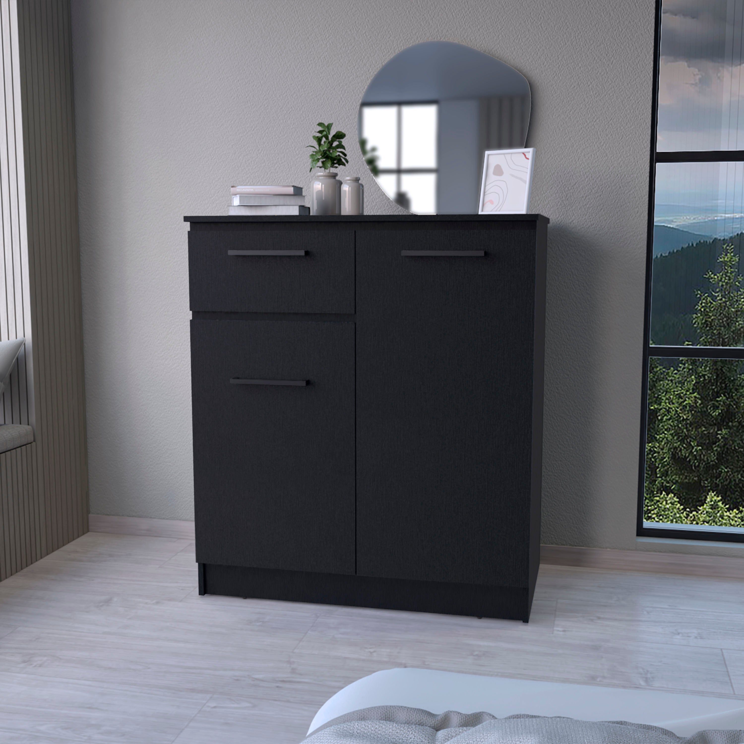 Clarion Dresser: 1-Drawer & 2-Door Storage Cabinet