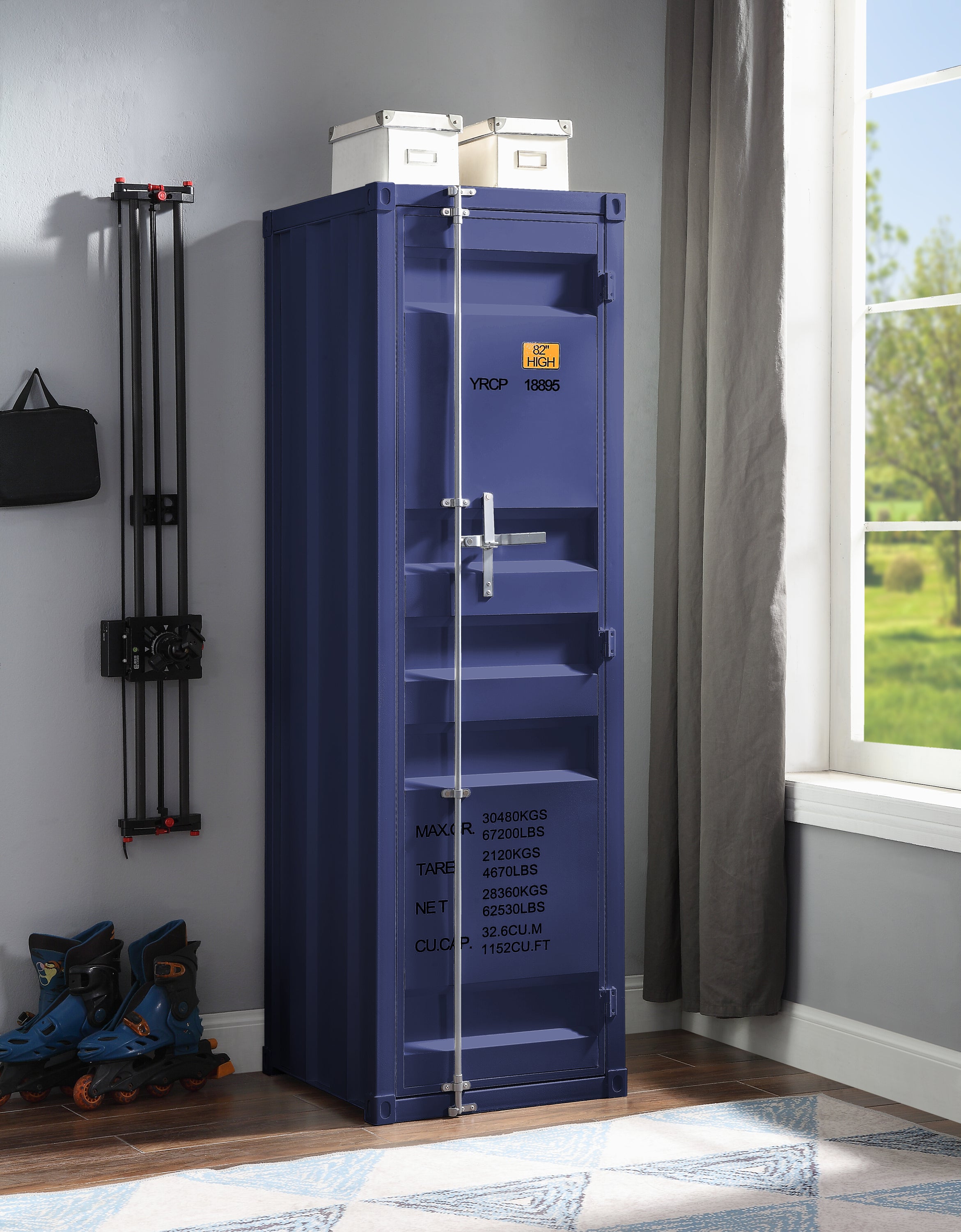 Modern Blue Finish Cargo Wardrobe | Stylish Storage Solution