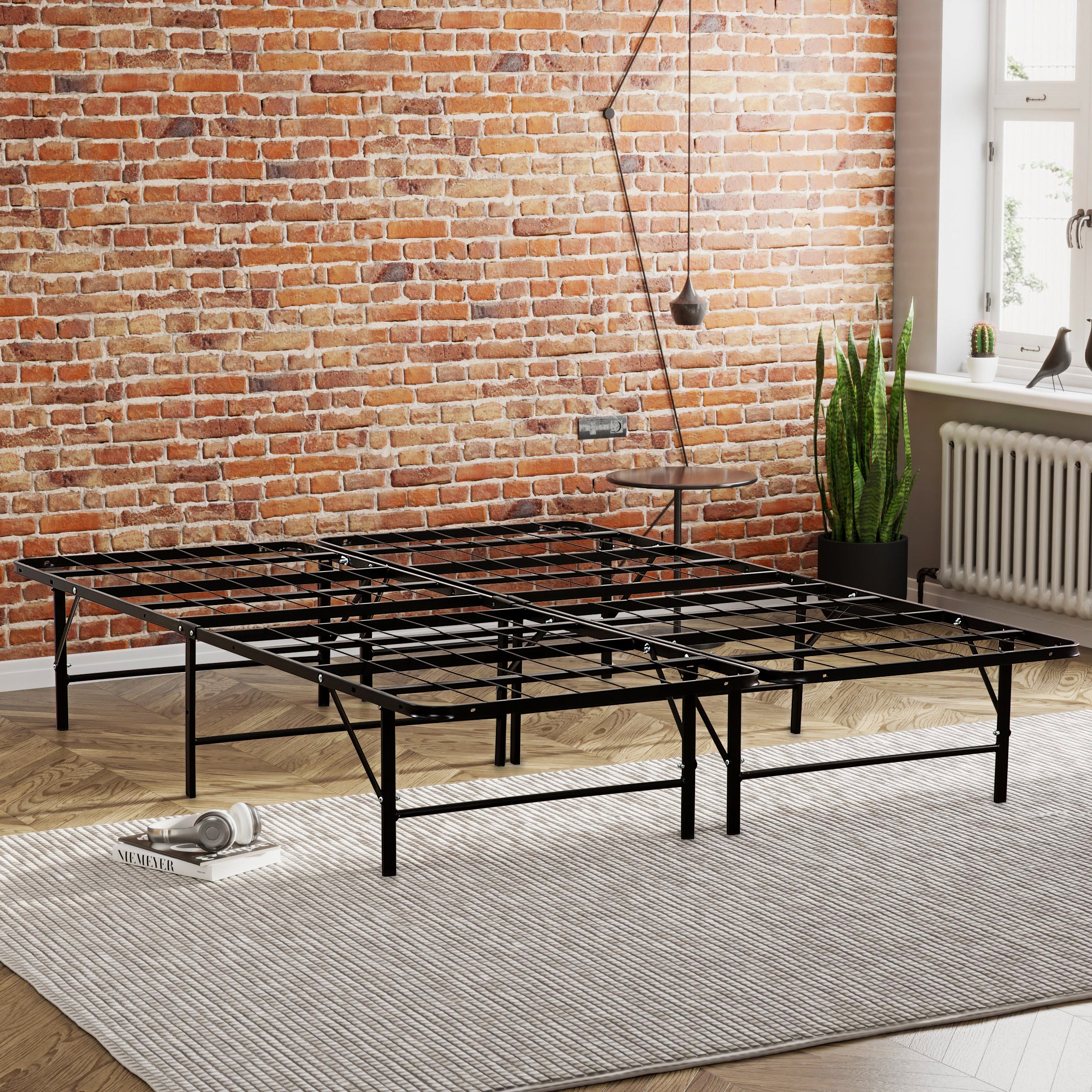 Full Size Solid Metal Platform Bed Frame - Strong Foundation, Black