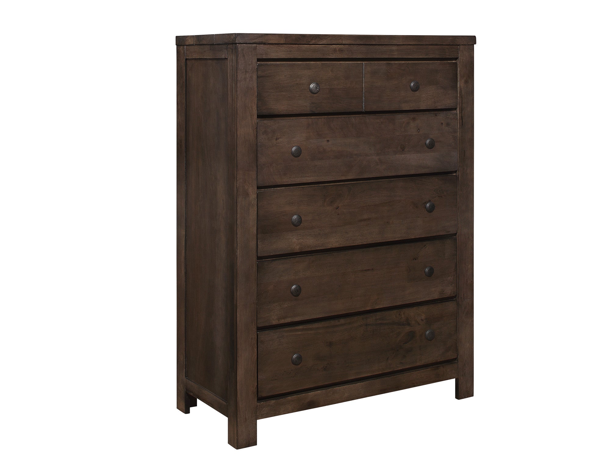 Brown 5-Drawer Wooden Chest - Ample Bedroom Storage
