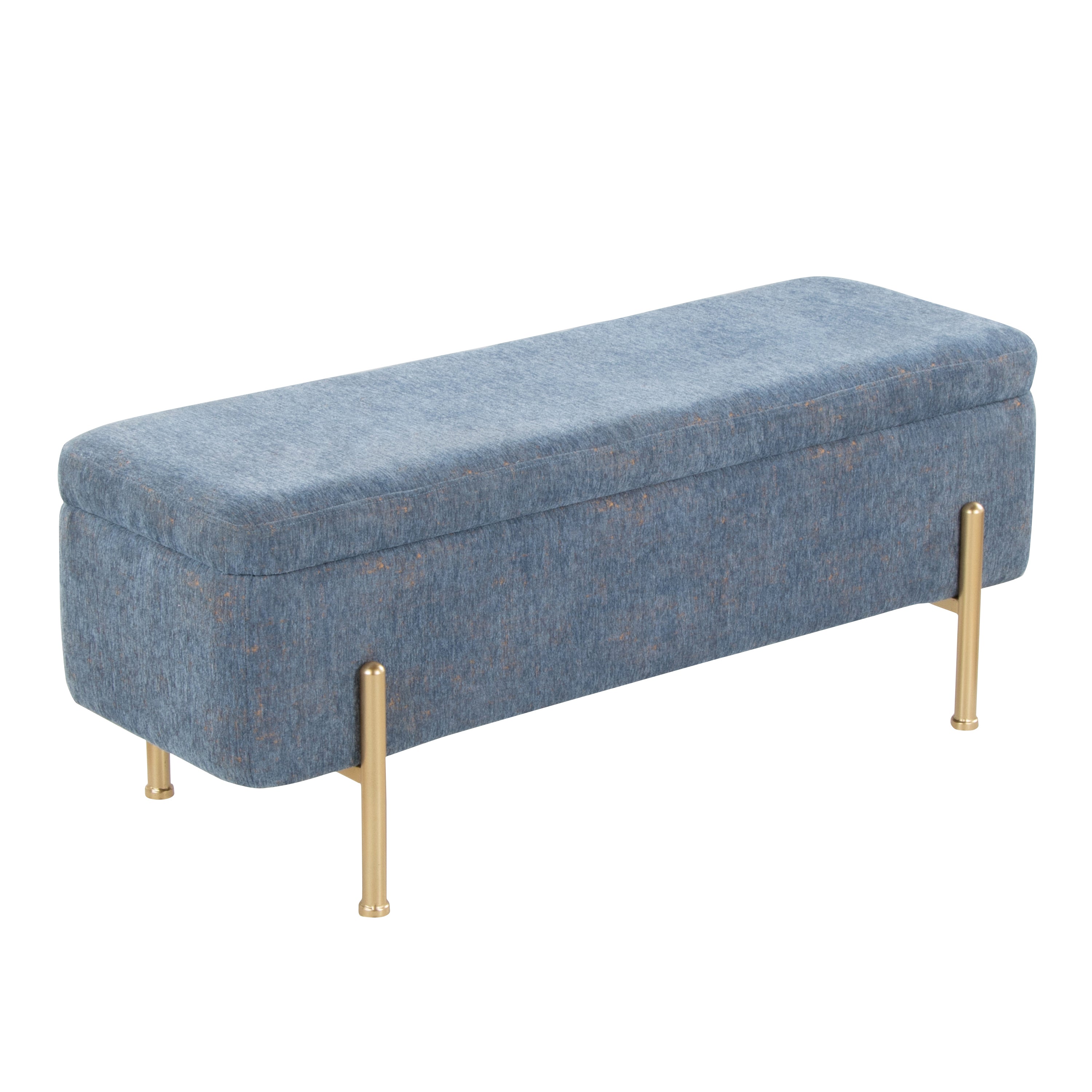 Daniella Contemporary Bench: Gold Metal, Blue Fabric by LumiSource