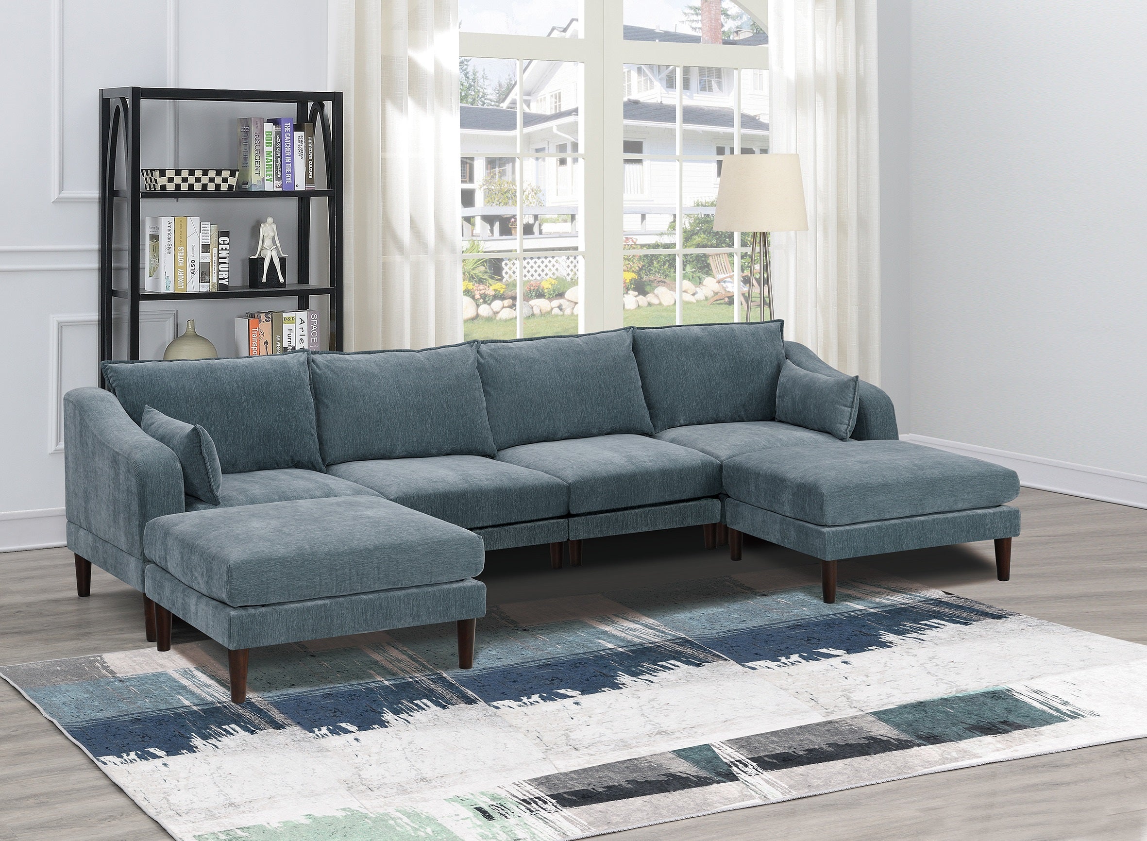 Modern Mineral Morgan 6pc Modular Sectional U-Shaped Couch