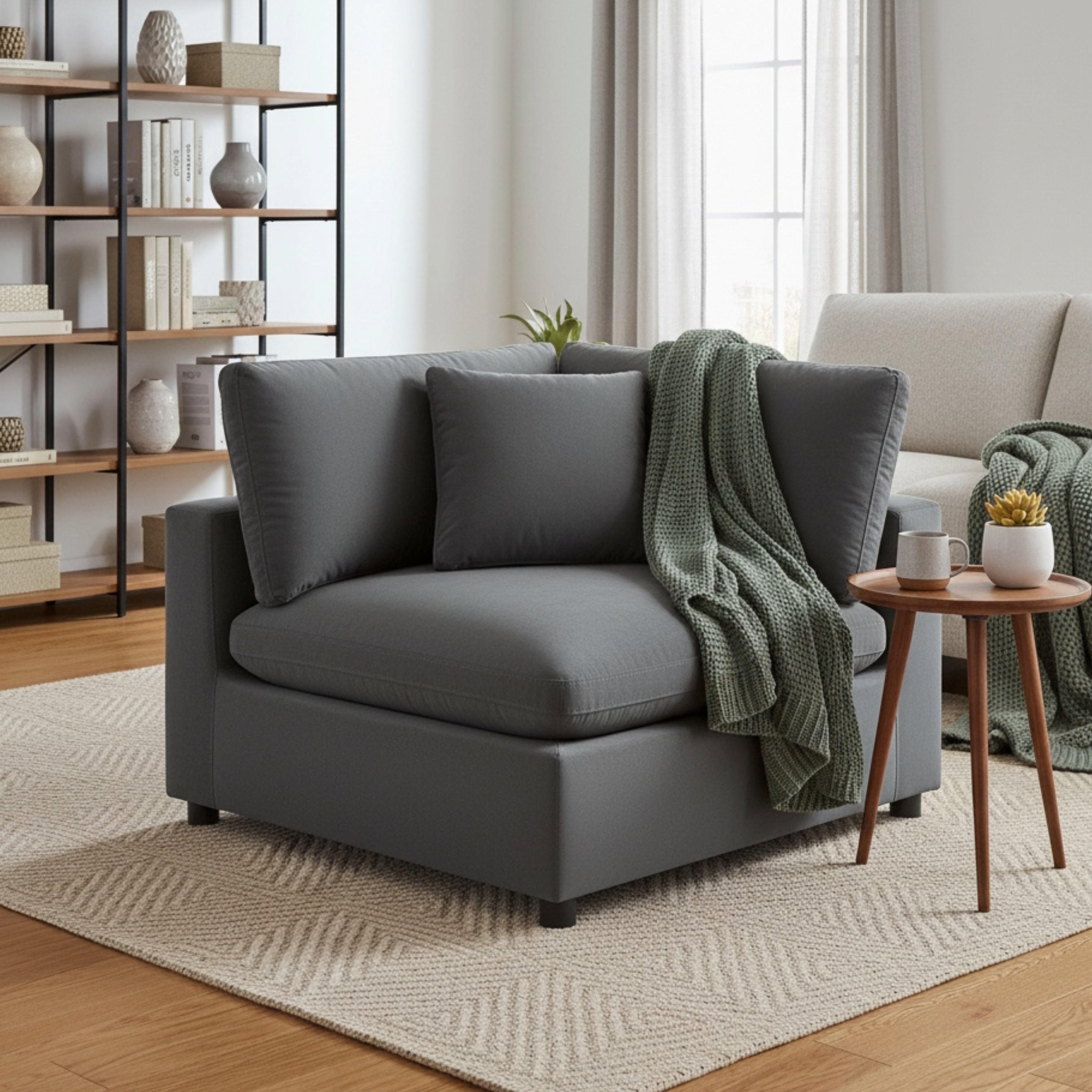 Caylie Corner Wedge Chair - Charcoal Modern Seating