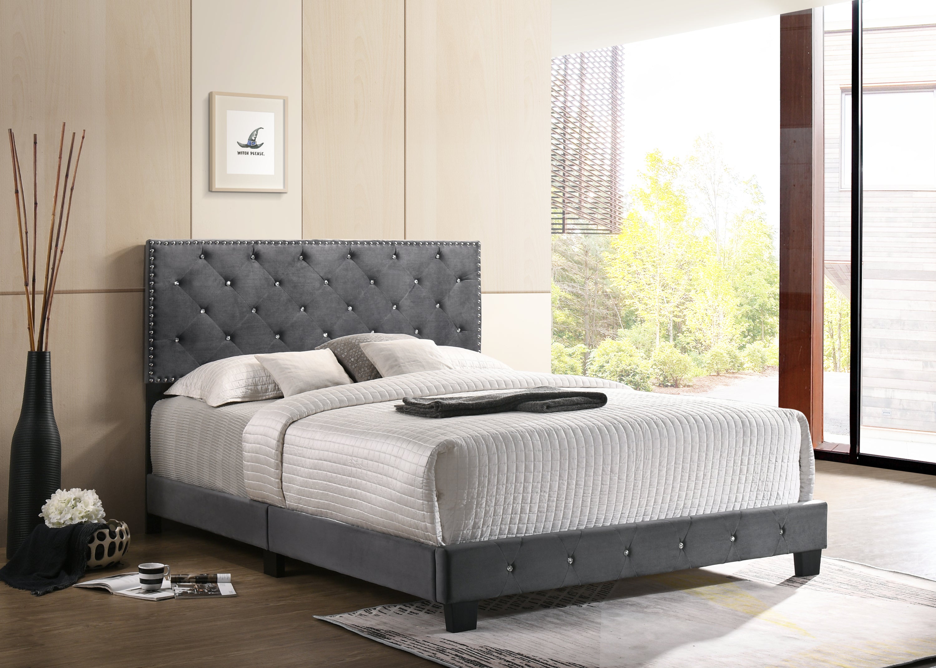 Transitional Gray King Bed for Modern Living: Style & Comfort Upgrade