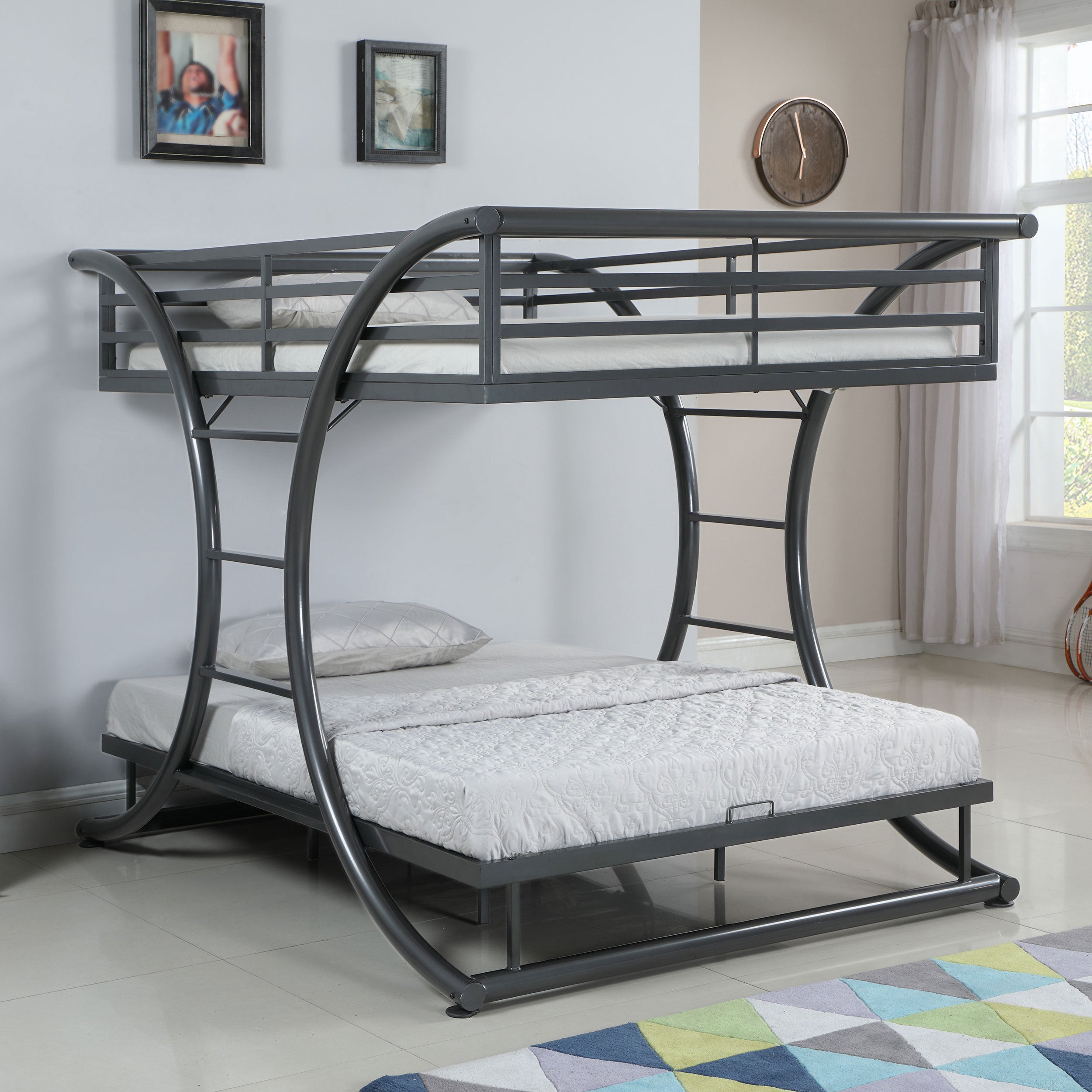 Modern Weston Gunmetal Bunk Bed for Kids - Durable Space-Saving Solution