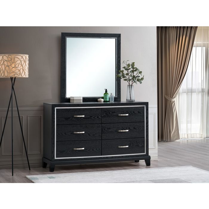 Livingston 6 Drawer Black Dresser - No Mirror