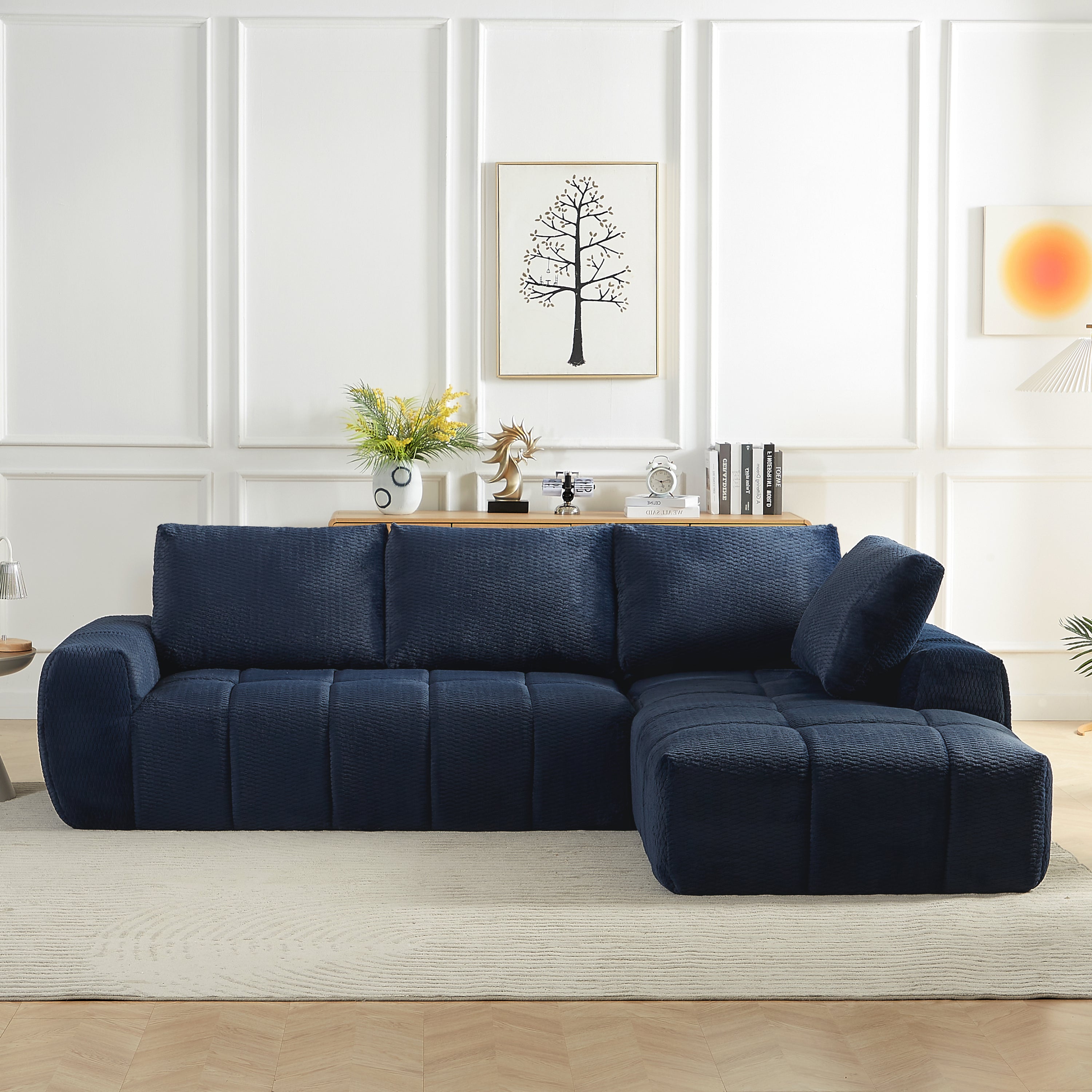 Faux Fur L-Shape Luxury Sectional Sofa - No Assembly