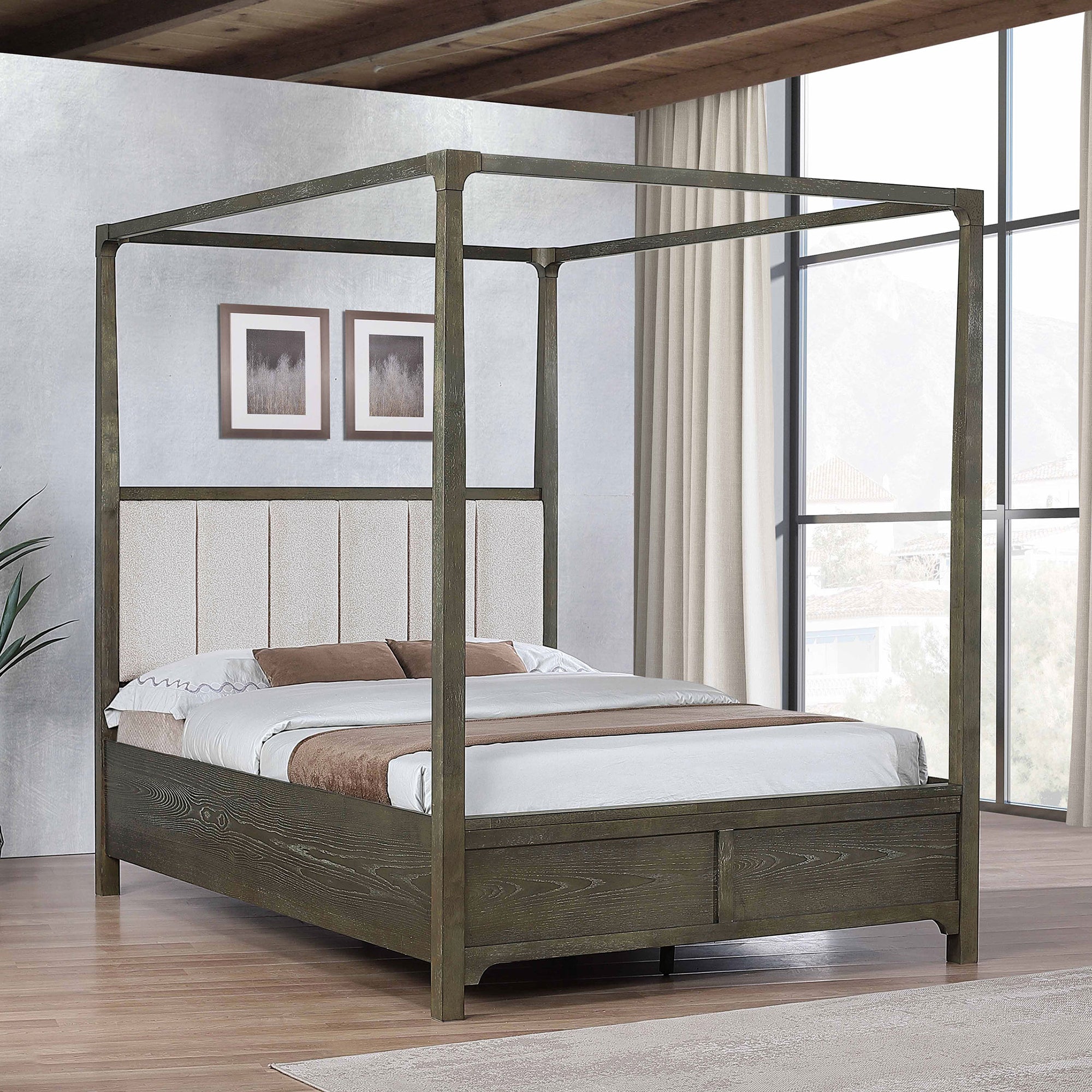 Sundance Dark Cocoa Queen Canopy Bed - Elegant Canopy Frame