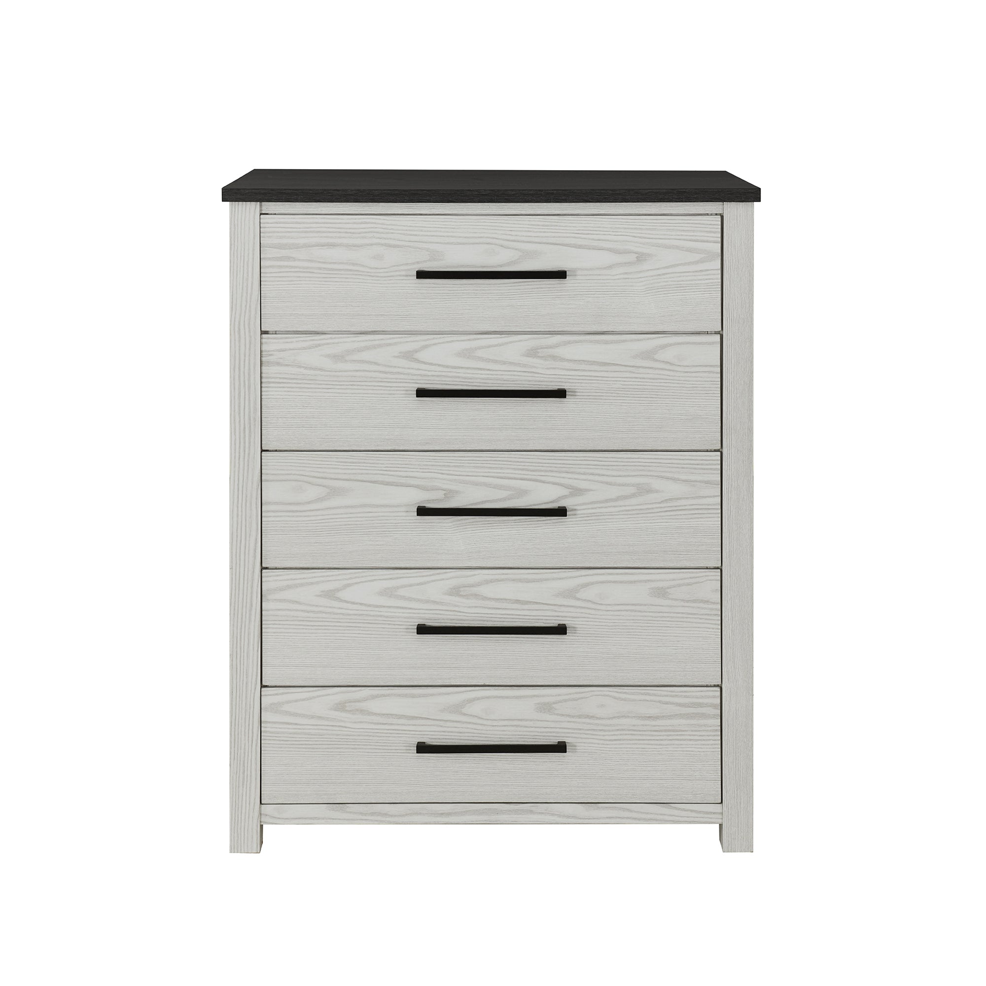 Avery Beige Chest w/ Dark Top, Spacious Drawers - Rubber Wood