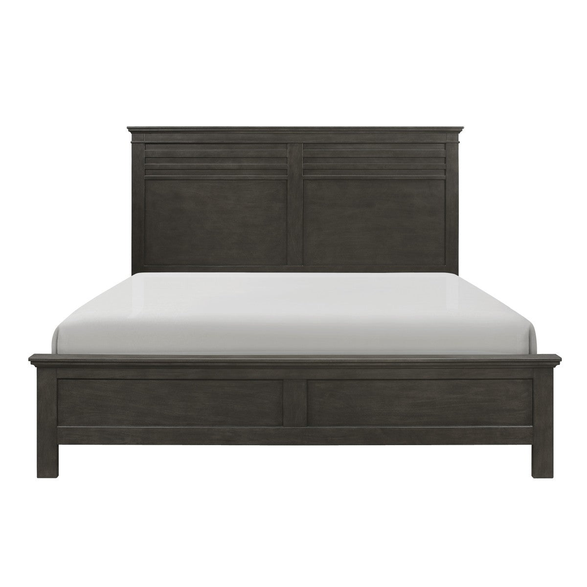 Charcoal Gray Queen Panel Bed - Transitional Wood Bedroom Furniture