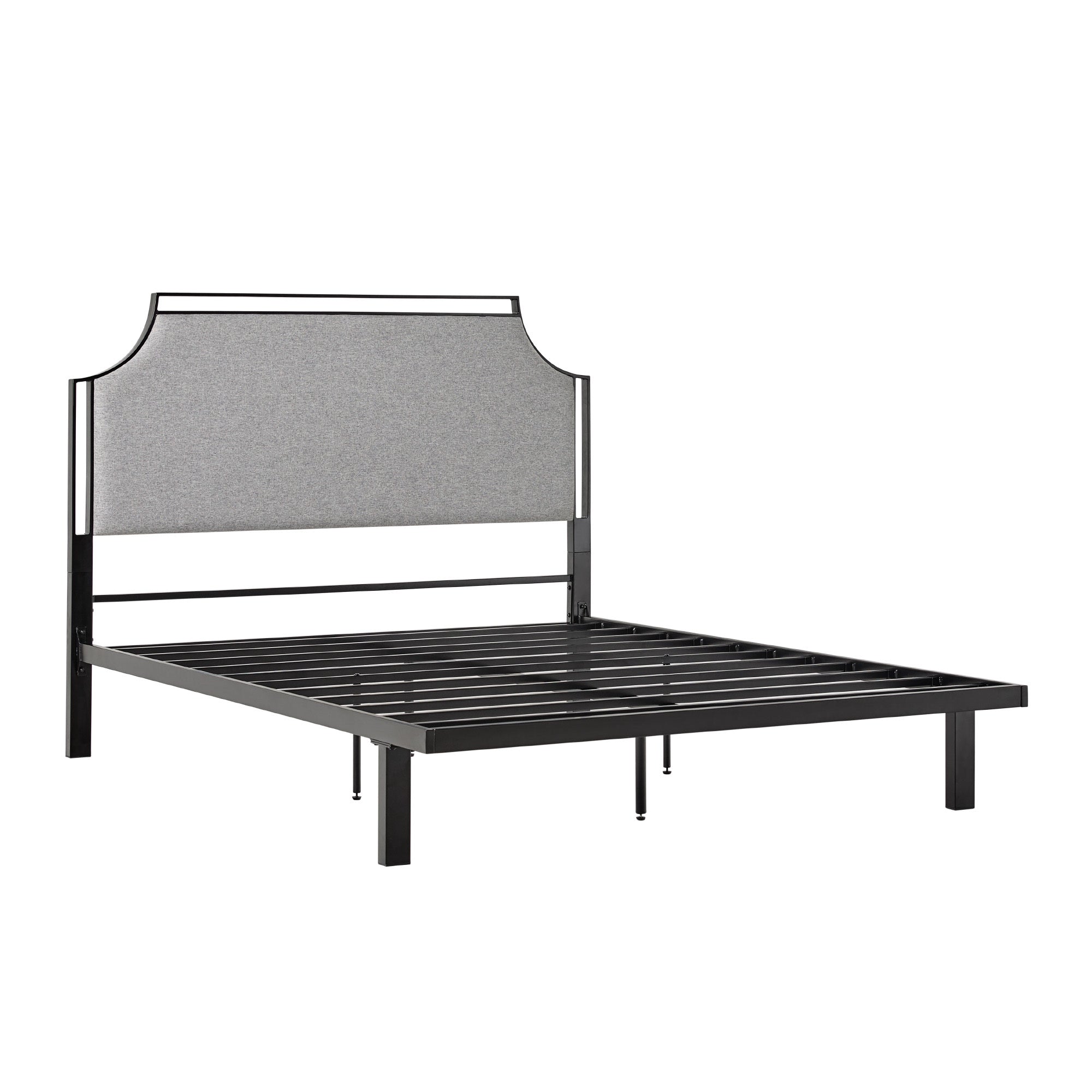 Walker Edison Daybreak Queen Bed - Upholstered Headboard, Metal Frame