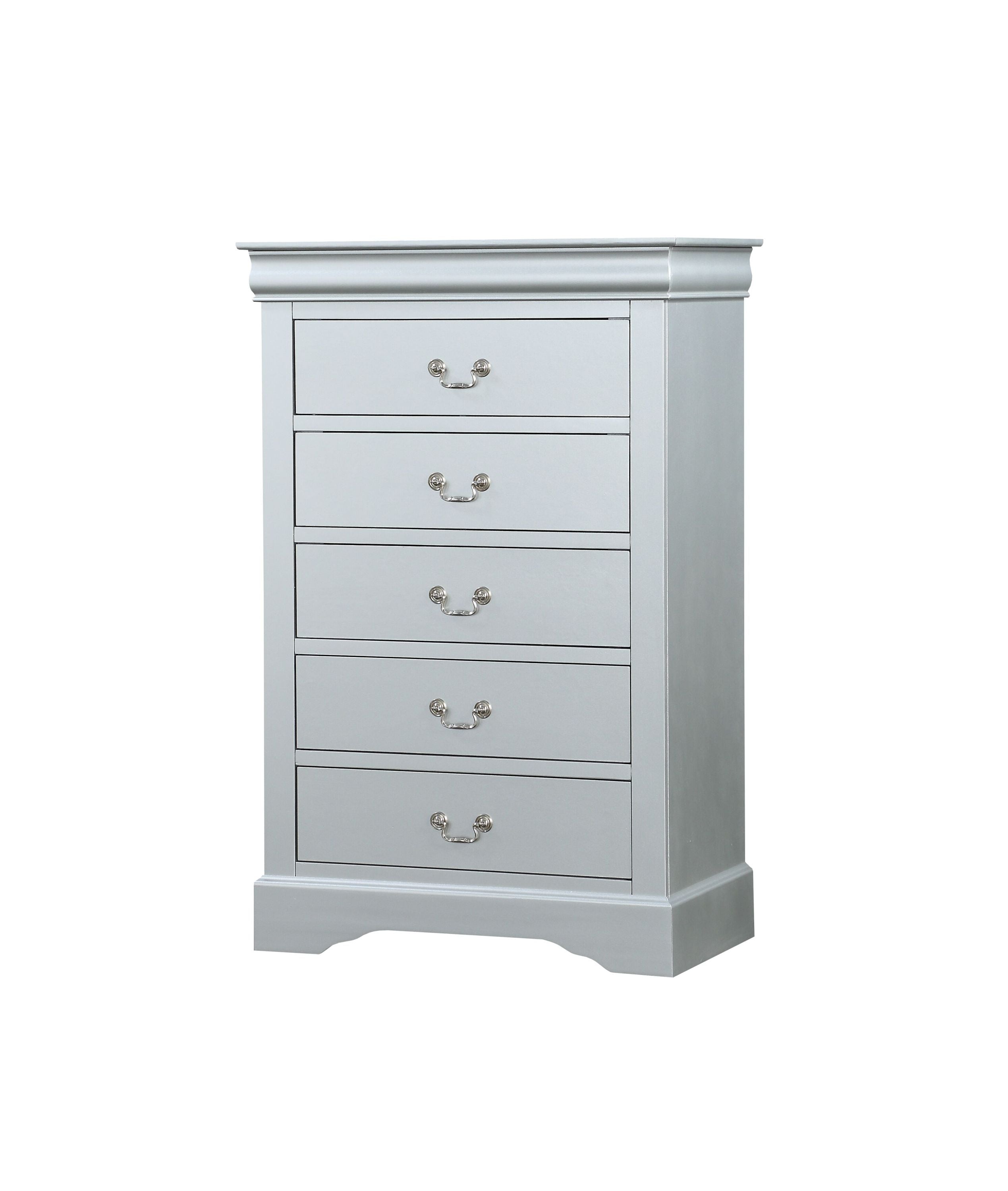 Platinum 5-Drawer Chest - Modern Storage with Metal Handles