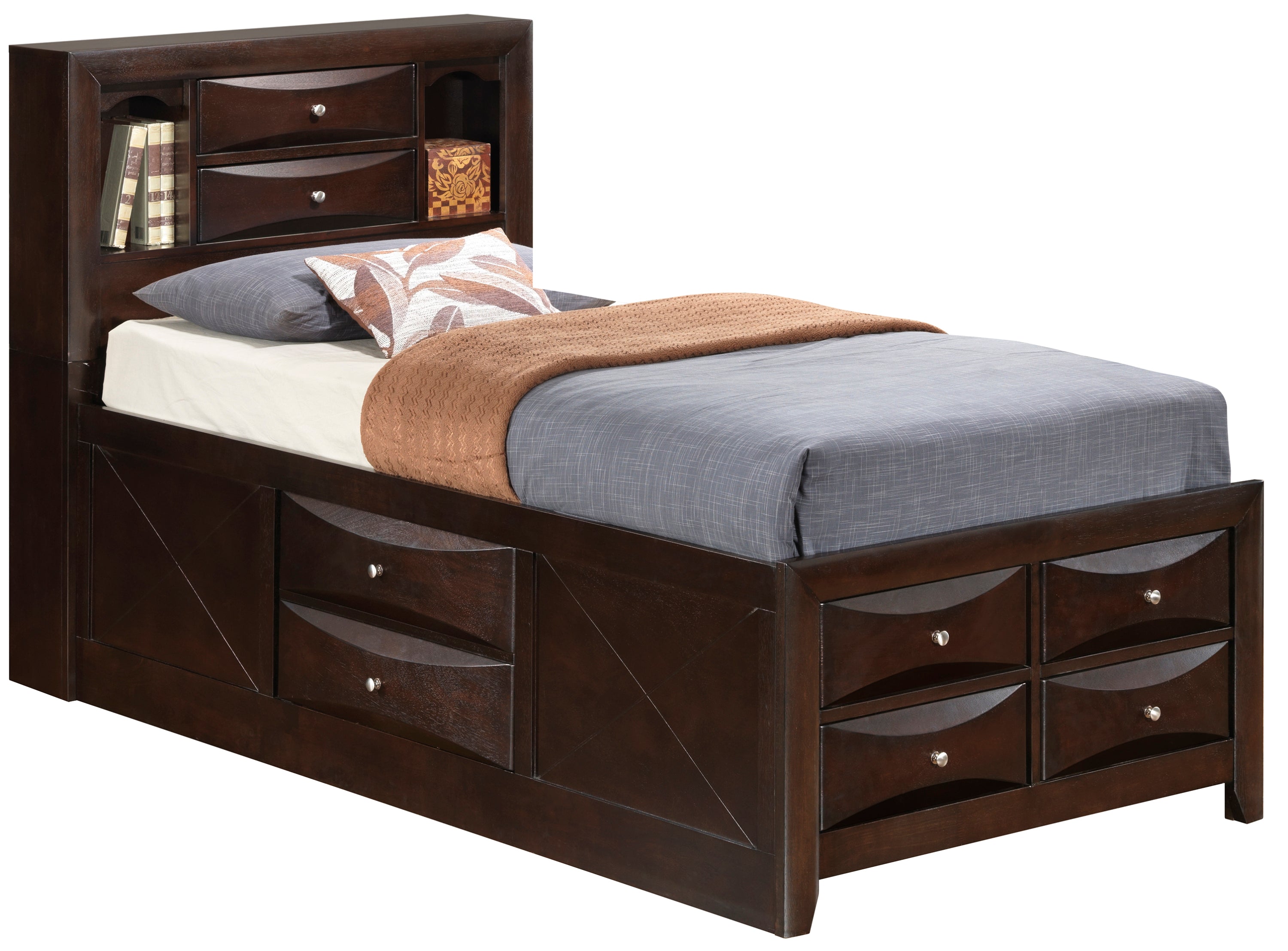 Marilla G1525G-TSB3 Twin Storage Bed - Cappuccino Finish