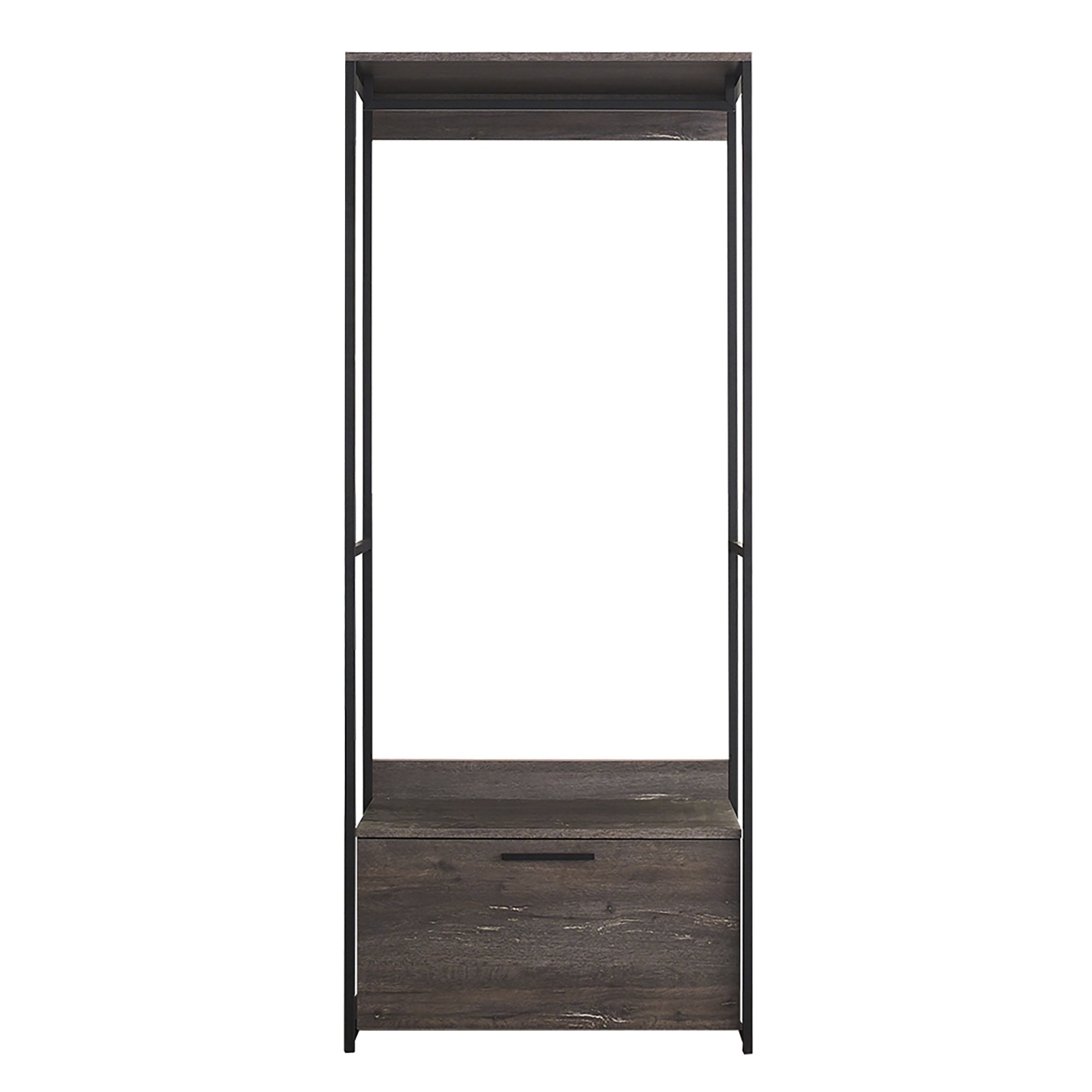 Monica Wood & Metal Walk-in Closet - Rustic Gray, One Drawer