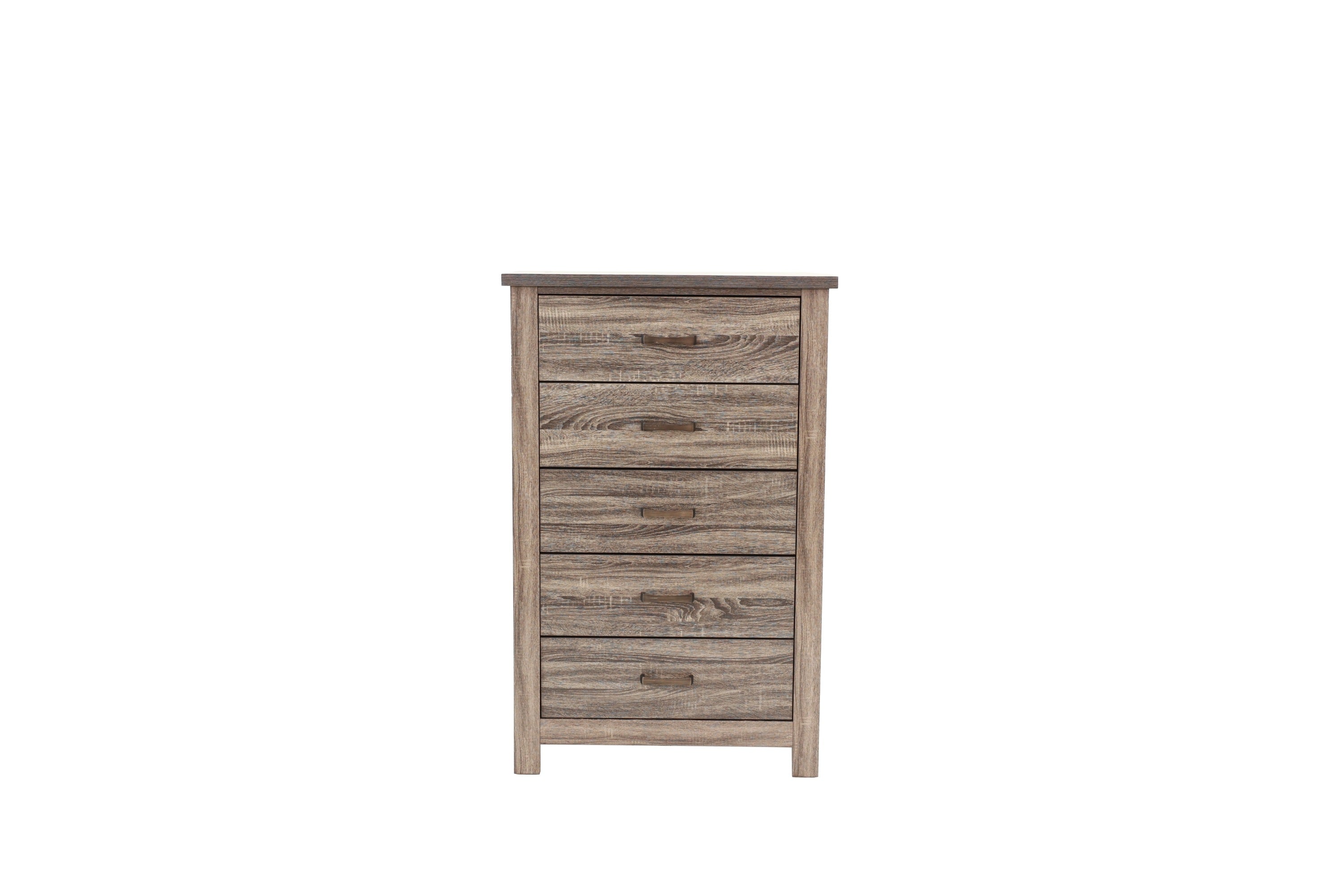 Rustic Gray Oak Wooden Chest of Drawers Bedroom Storage