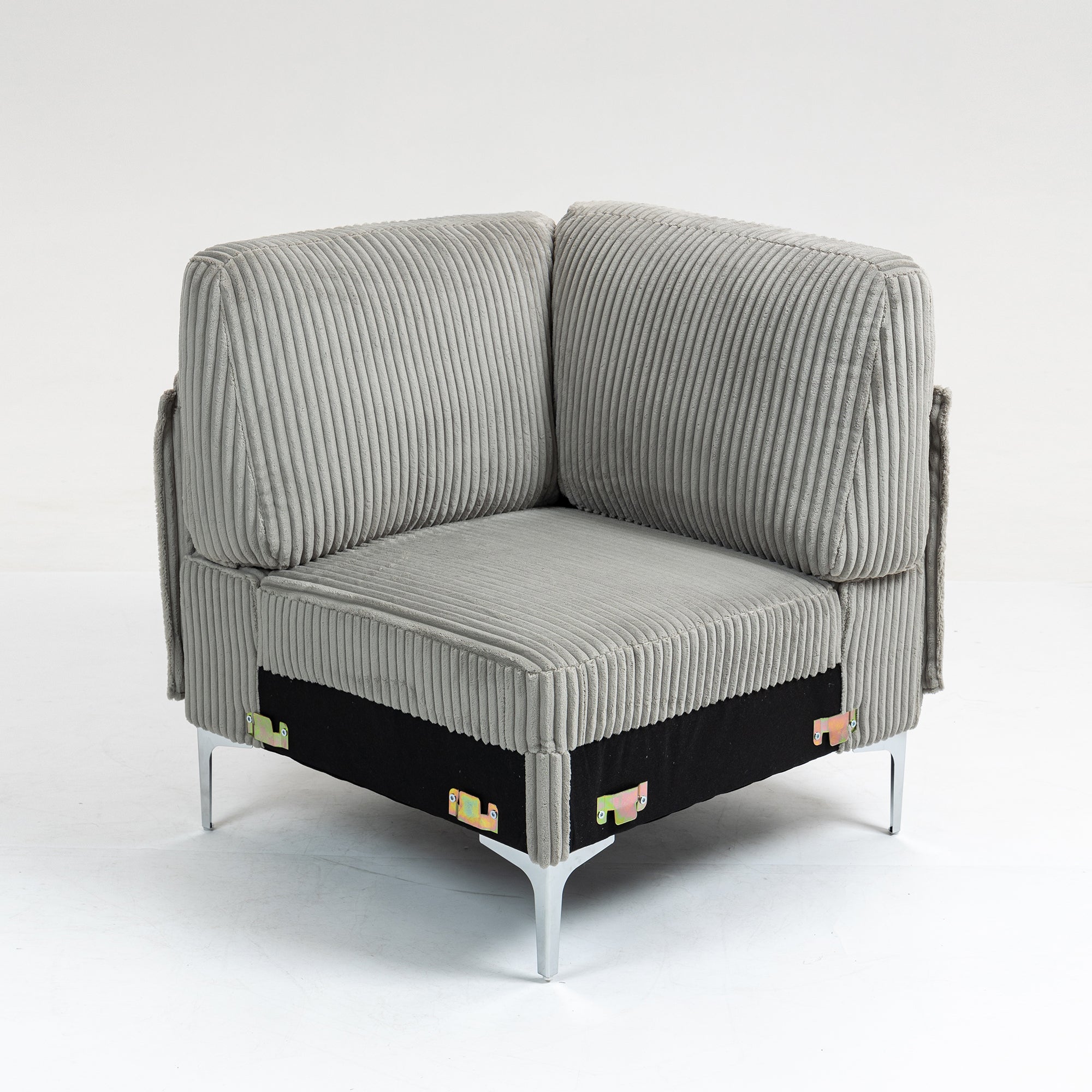 Modular Sectional Sofa: Gray Corduroy Corner & Middle Seat