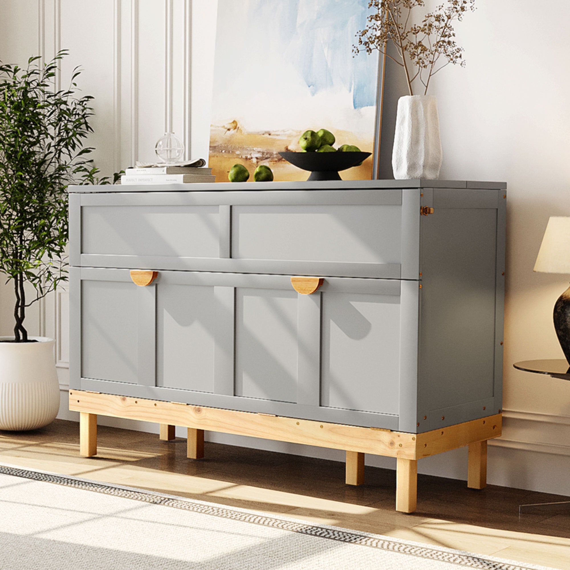 Space-Saving Gray Queen Size Murphy Bed – Wall Bed Solution