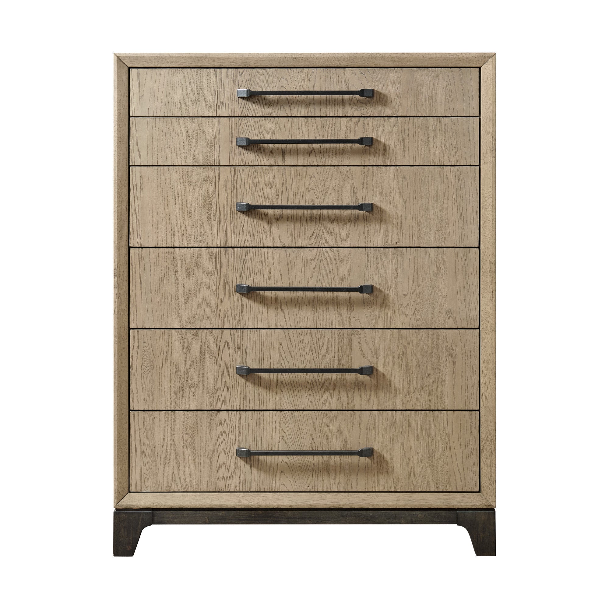 Caramel Cocoa Brown Wood 6-Drawer Chest with Smooth Glides
