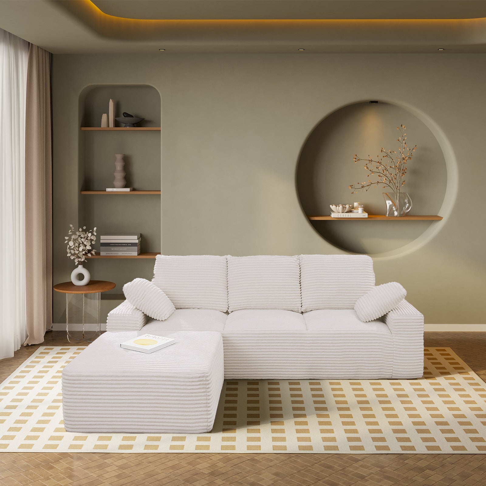 Cloud Sectional Sofa L-Shape Chaise Modern Modular Deep Seat