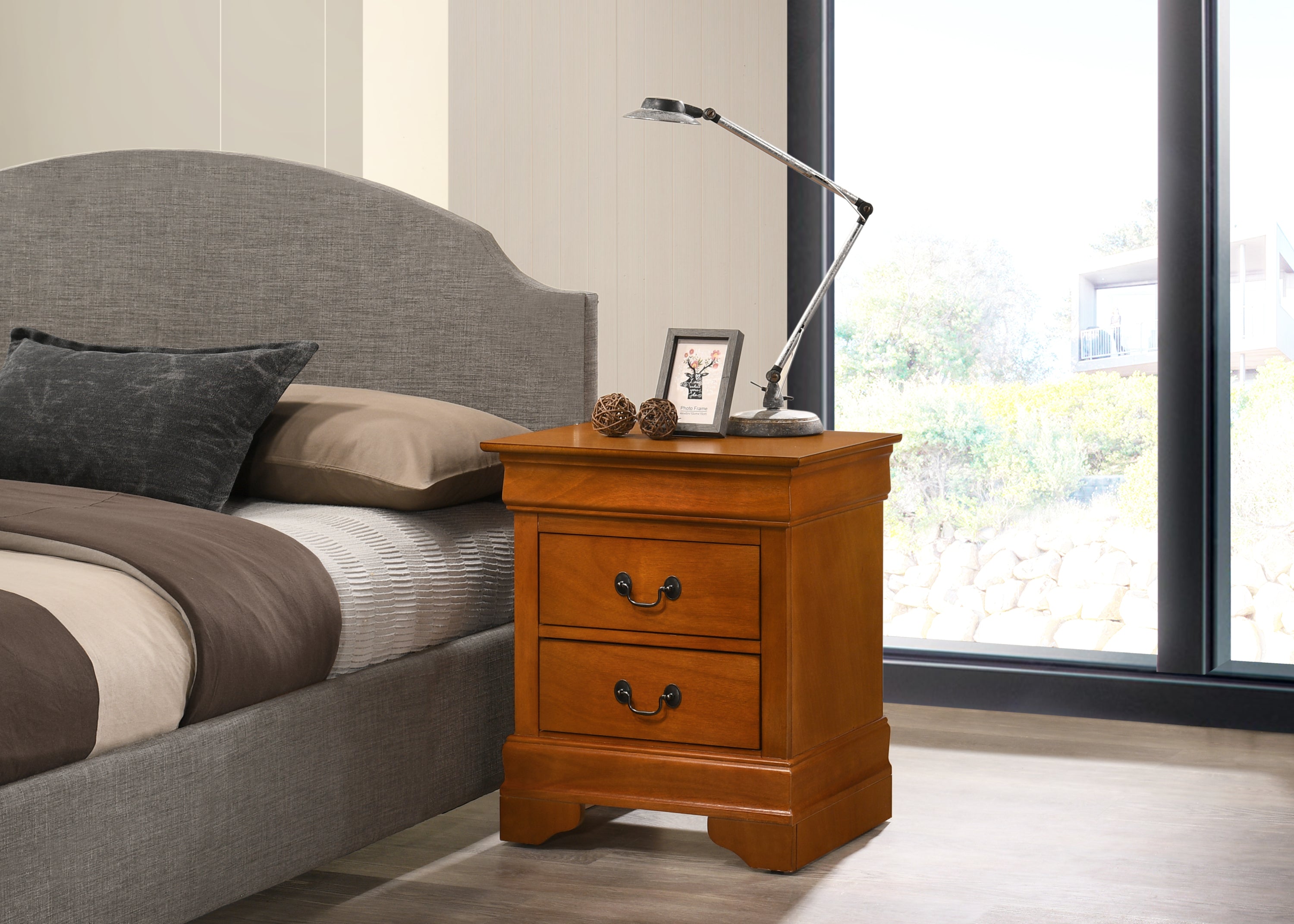 Elegant Oak 2-Drawer Nightstand | Bedroom Storage